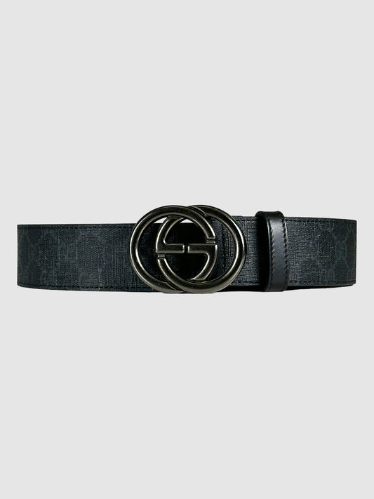 GG Canvas Leather Belt - Size 46