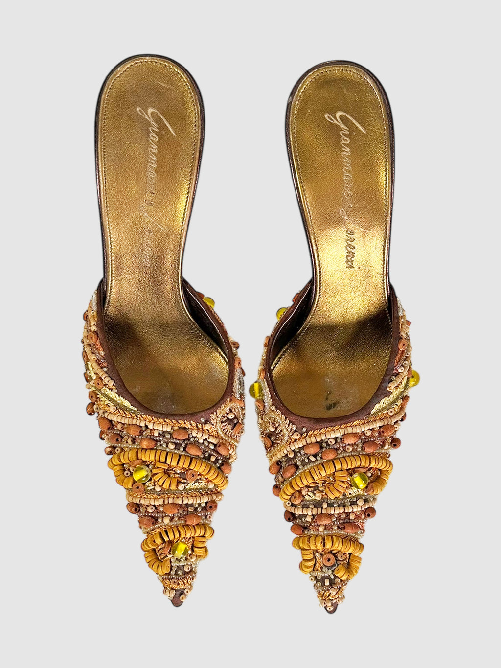 Beaded Pointed Toe Mules