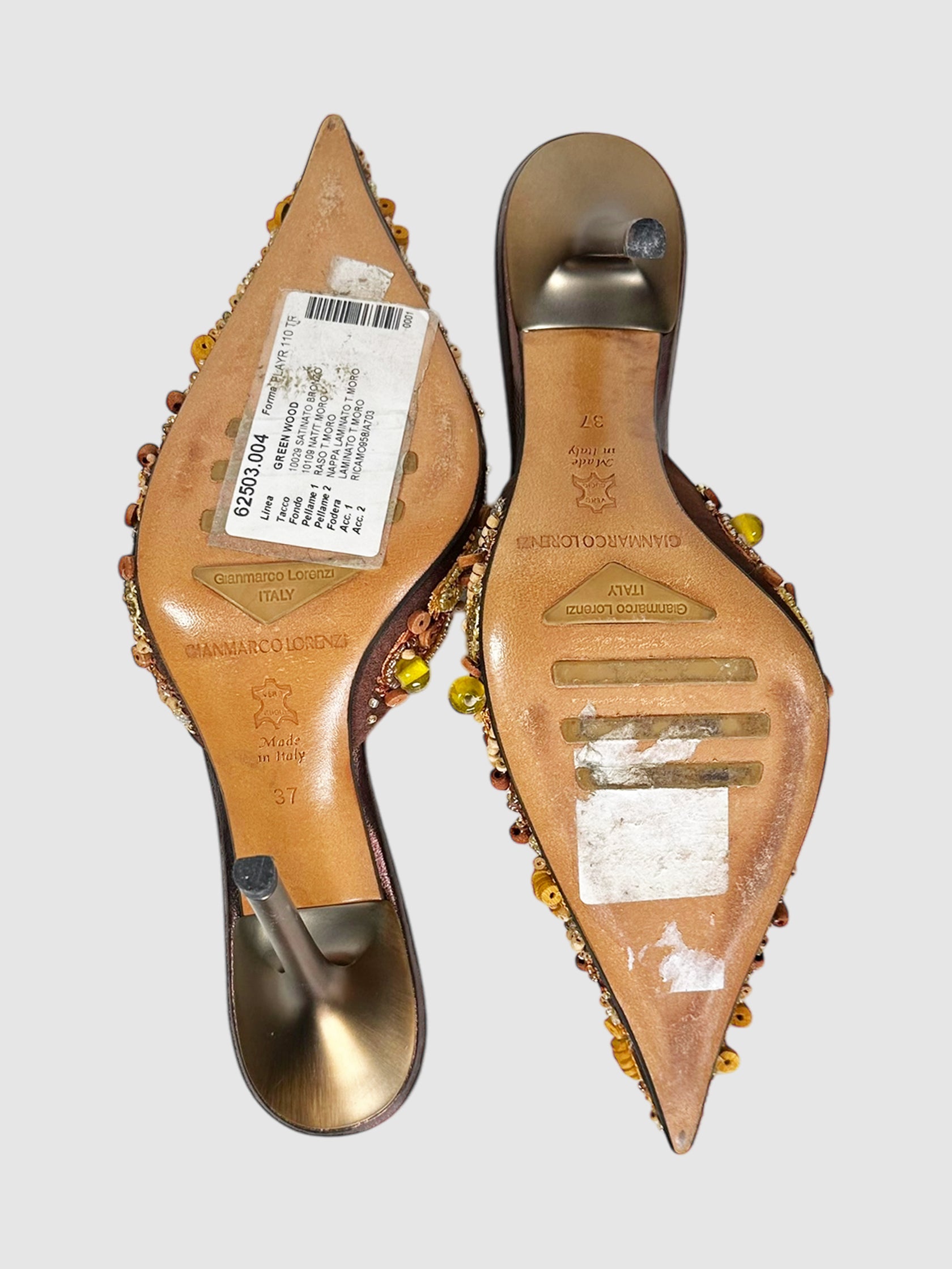 Beaded Pointed Toe Mules