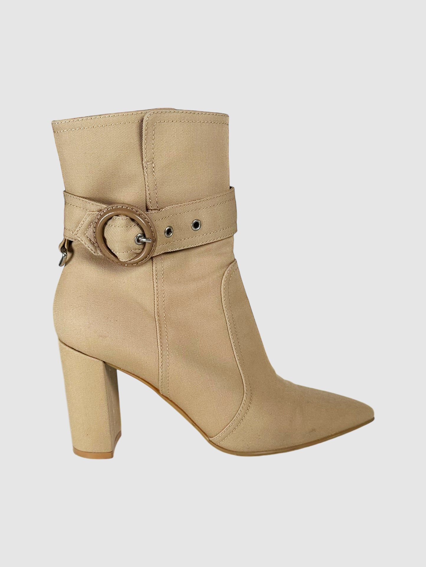 Canvas Pointed Toe Ankle Boots - Size 38