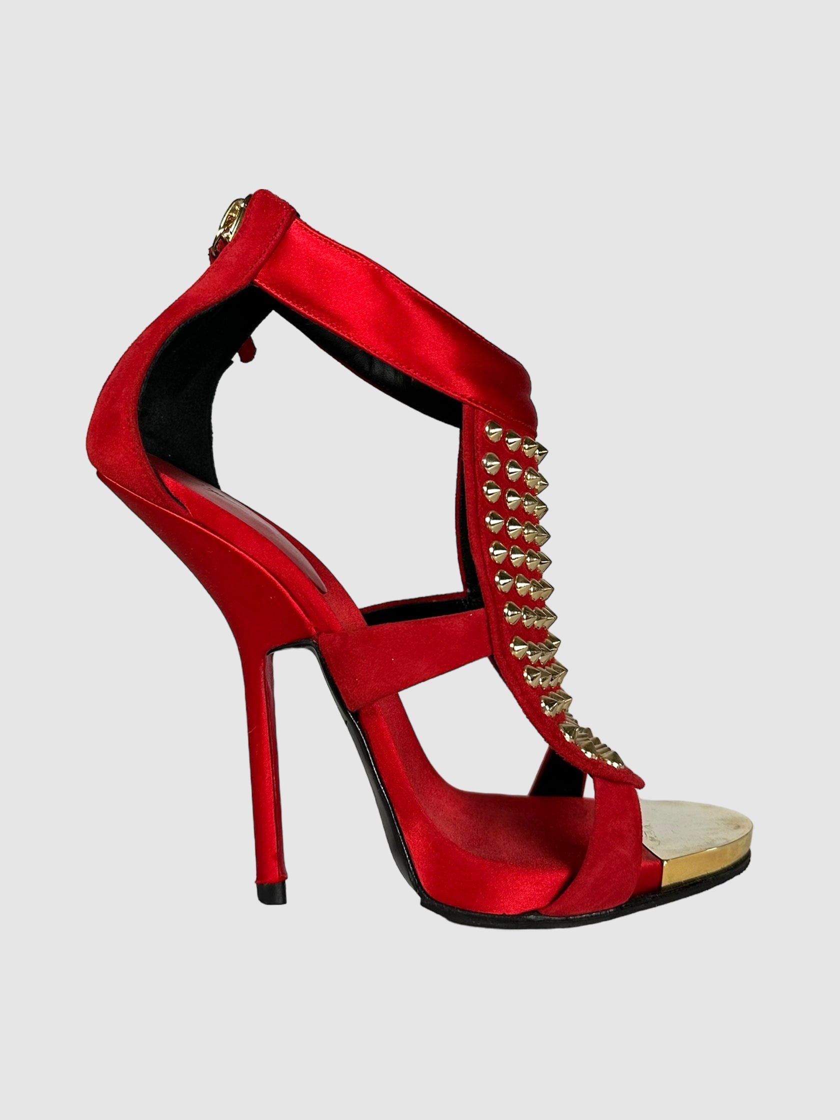 Giuseppe Zanotti Red Suede Studded Pumps Size 37 Consignment Secondhand Designer Luxury Resale Toronto Trendy