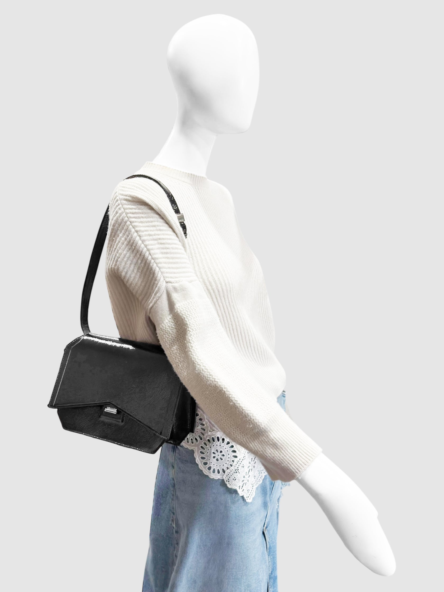 Givenchy Black Leather Bow-Cut Shoulder Bag handbag luxury designer resale consignment toronto secondhand canada