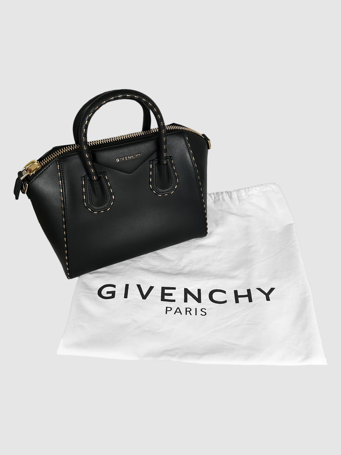 Givenchy Black Leather Chainlink Embellished Antigona Bag Consignment Secondhand Designer Luxury Resale Toronto Trendy