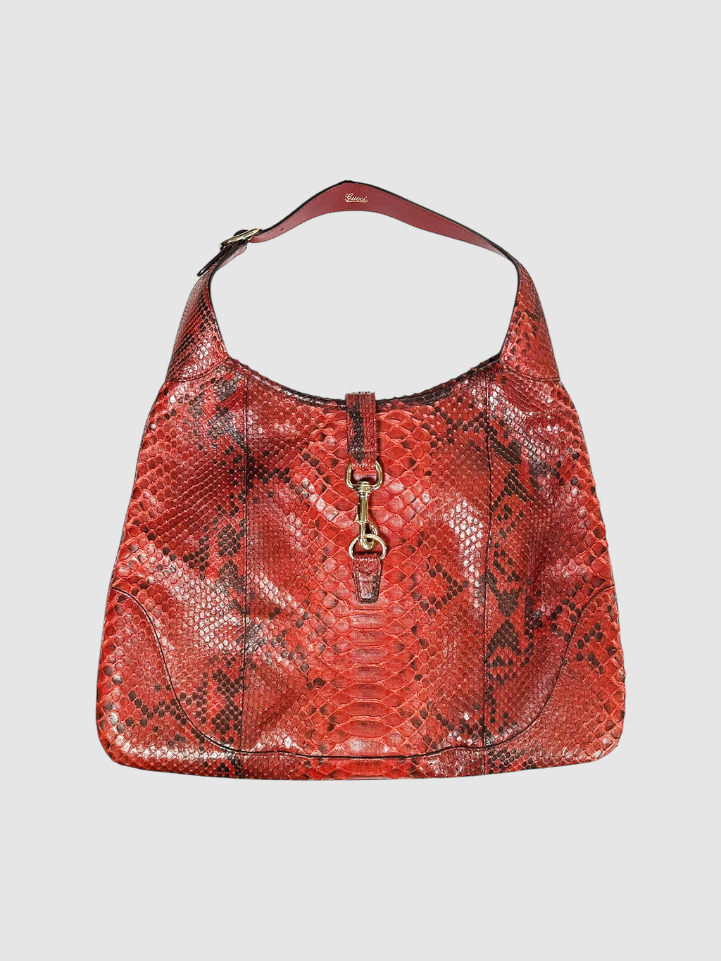 Gucci Red Python Leather Jackie O Bouvier Hobo Bag Reptile Snake Luxury Designer Resale Consignment Toronto Secondhand