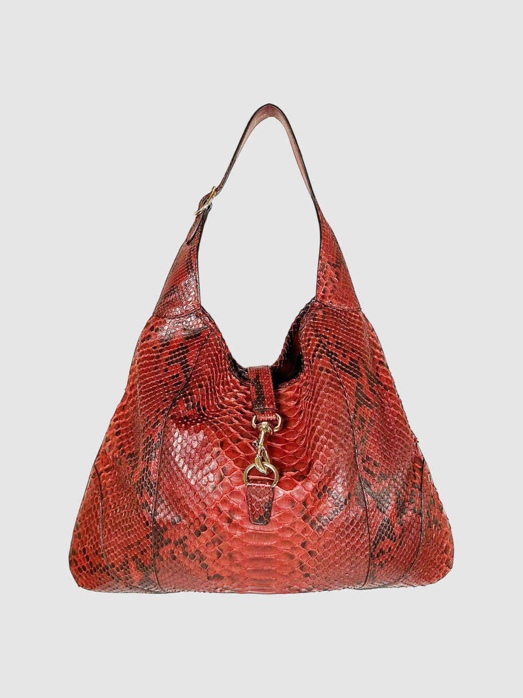 Gucci Red Python Leather Jackie O Bouvier Hobo Bag Reptile Snake Luxury Designer Resale Consignment Toronto Secondhand