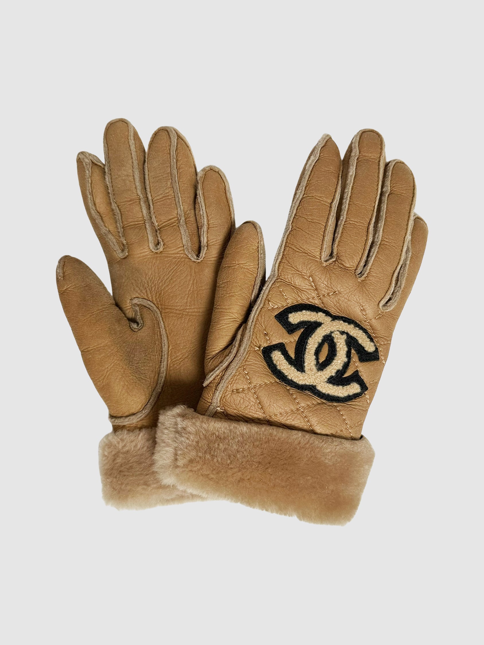 Quilted Leather Gloves - Size S