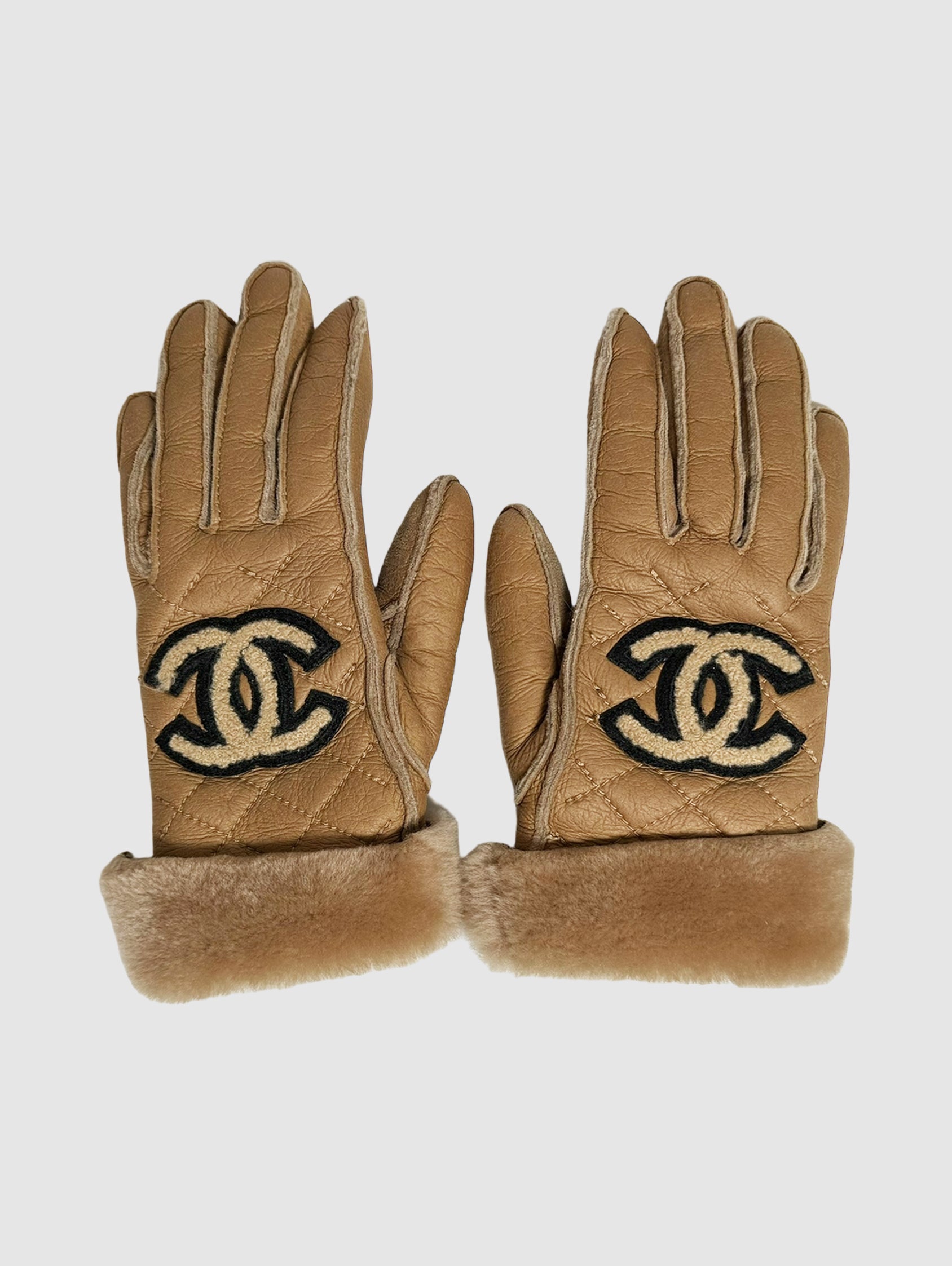 Quilted Leather Gloves - Size S