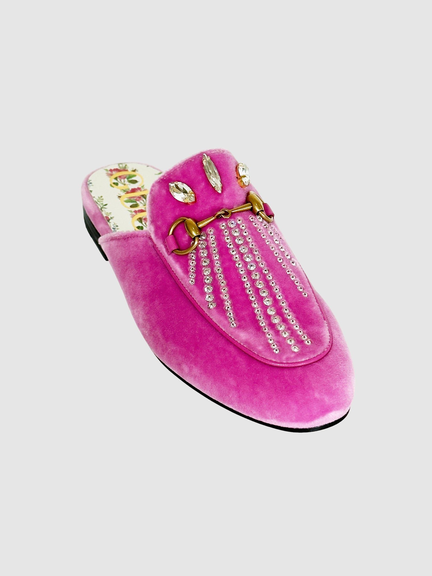 Velvet Crystal Embellishments Mules - Size 36