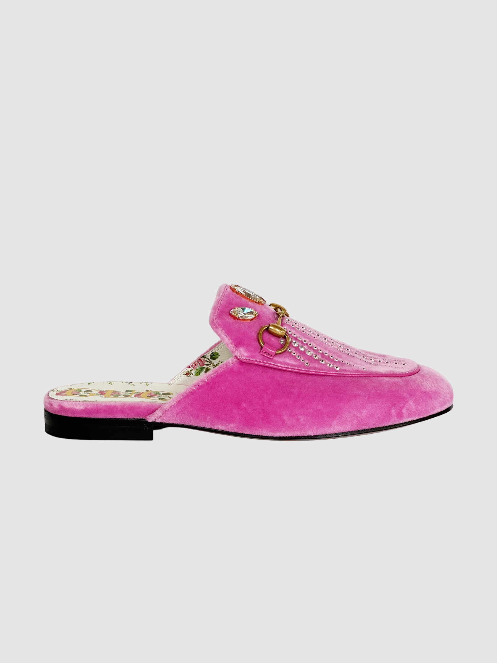 Velvet Crystal Embellishments Mules - Size 36