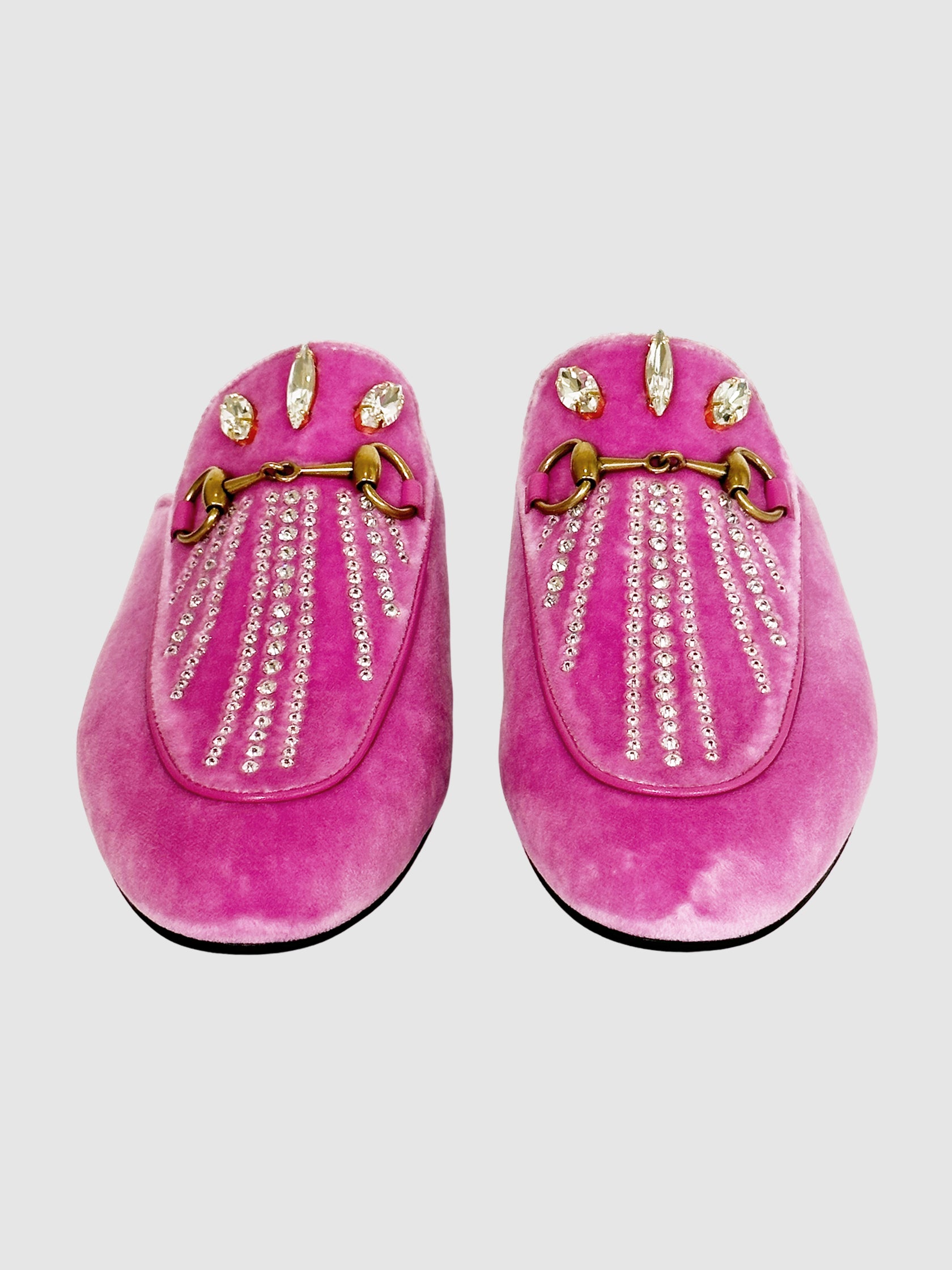 Velvet Crystal Embellishments Mules - Size 36