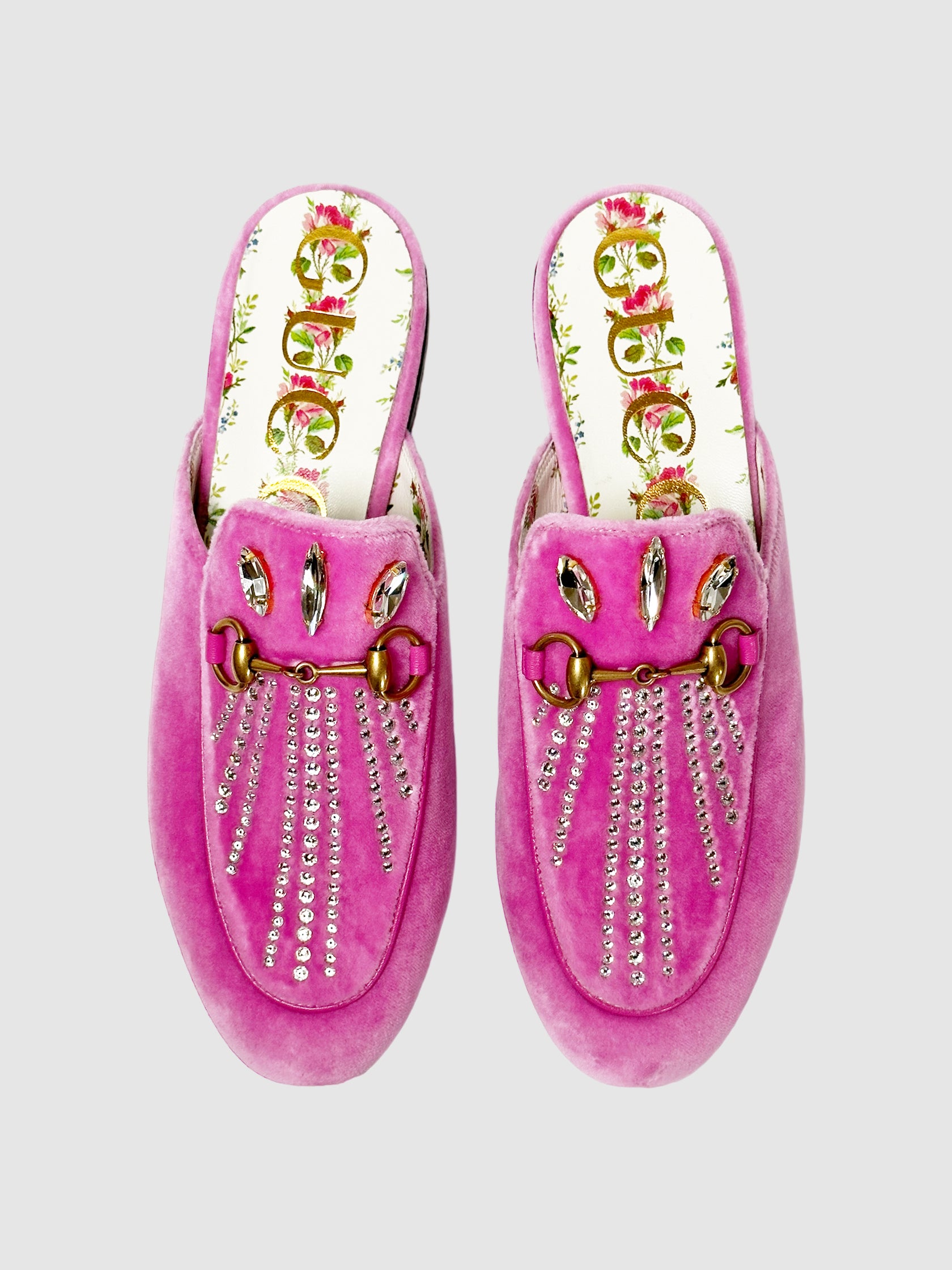 Velvet Crystal Embellishments Mules - Size 36