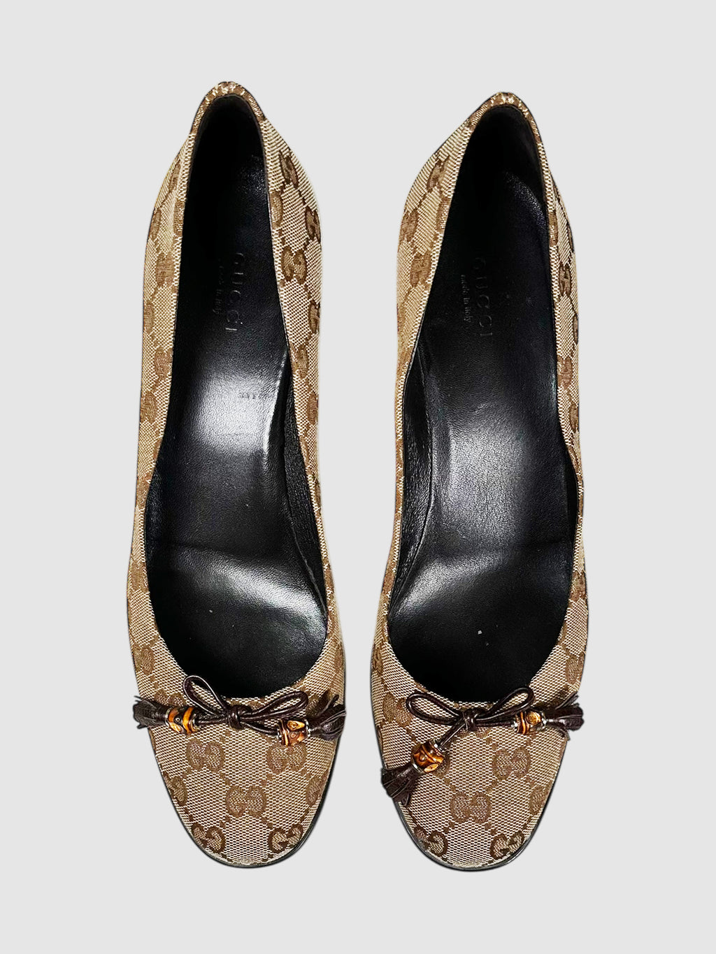 Monogram Bow Detail Kitten Heels