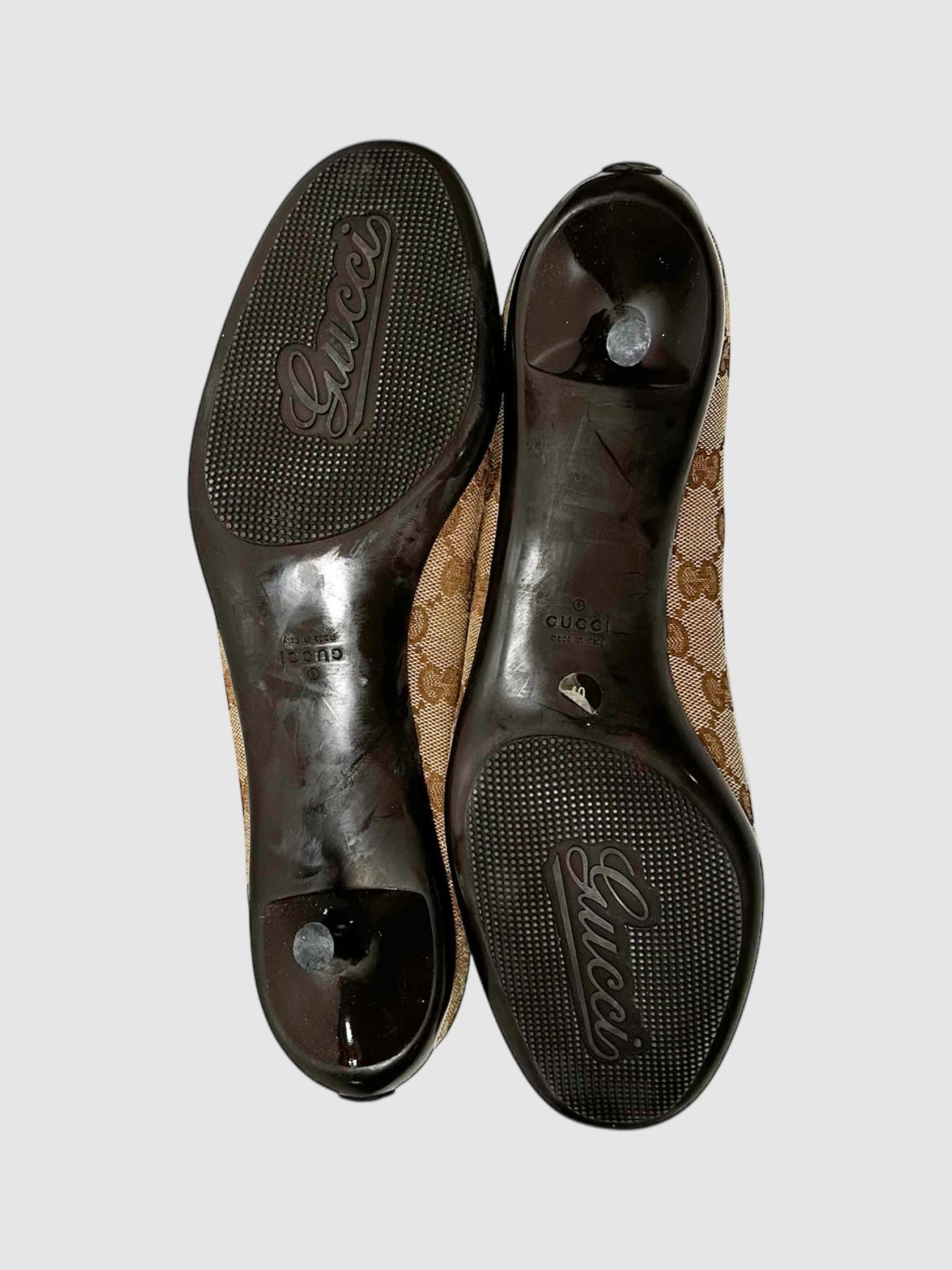 Monogram Bow Detail Kitten Heels