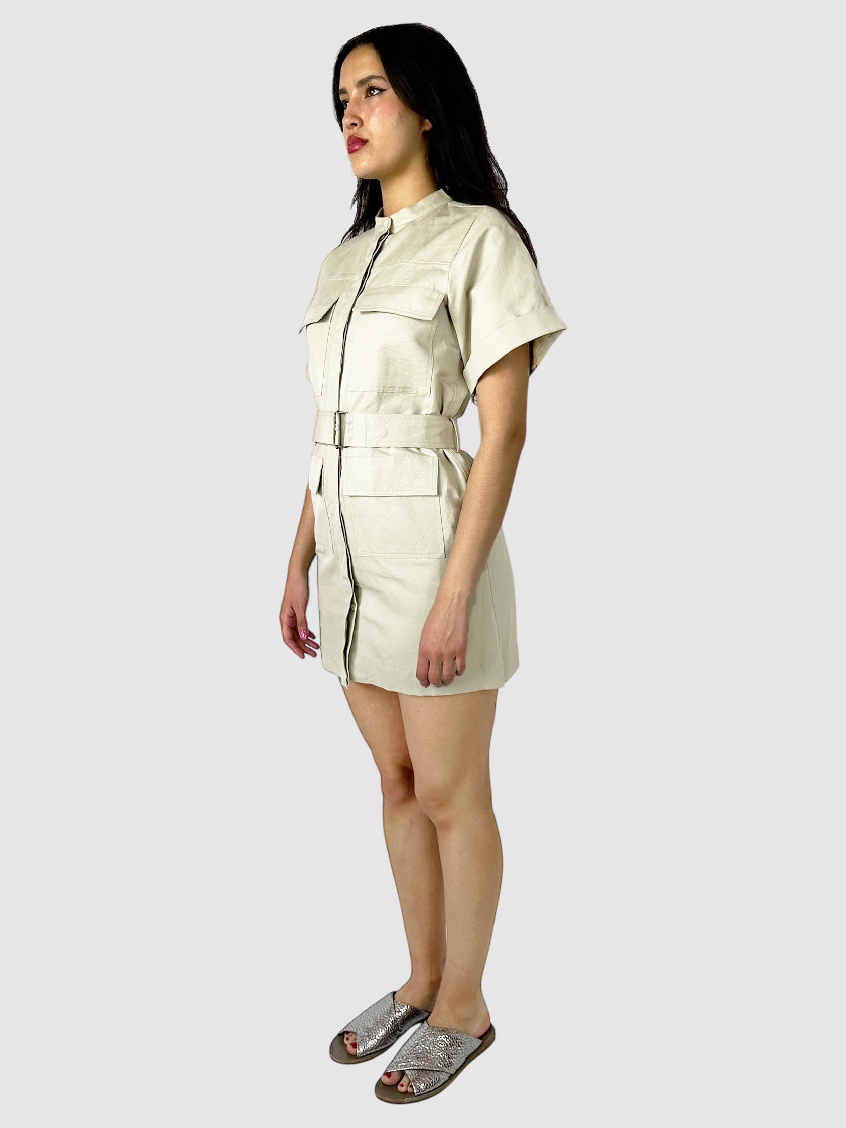Linen Utility Belted Mini Dress