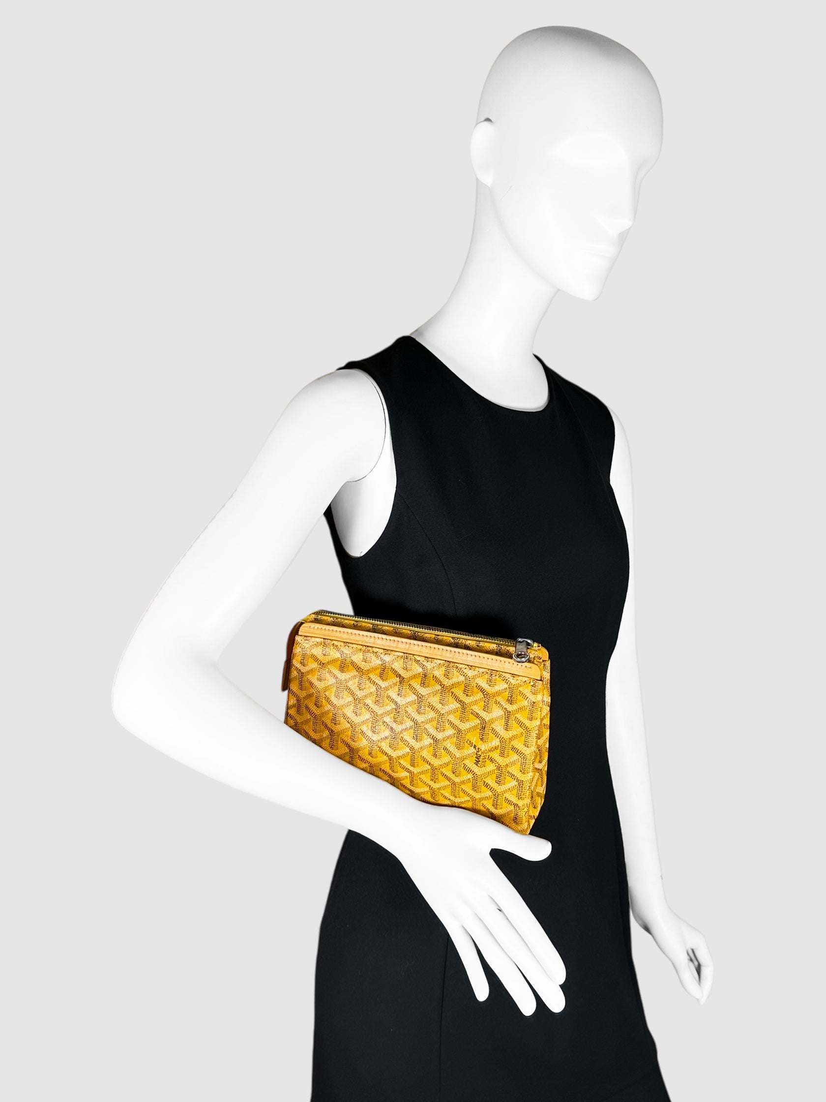 Goyard Yellow Goyardine Canvas Jouvence Pochette Luxury Designer Resale Consignment Toronto Secondhand
