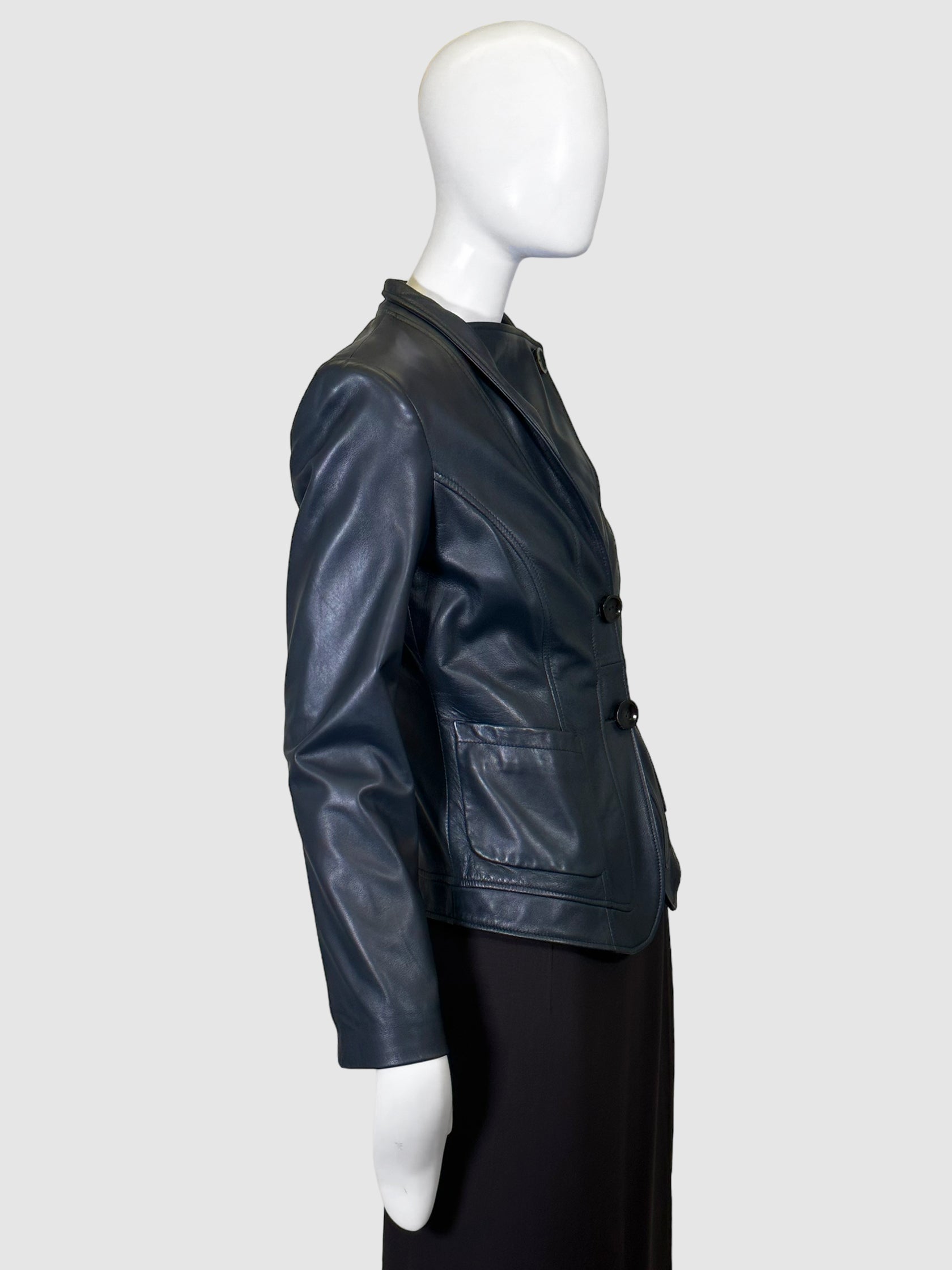 Erremo Leather Fitted Jacket - Size 40