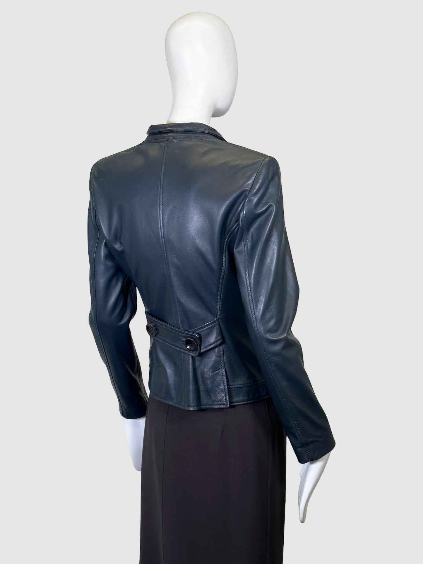 Erremo Leather Fitted Jacket - Size 40