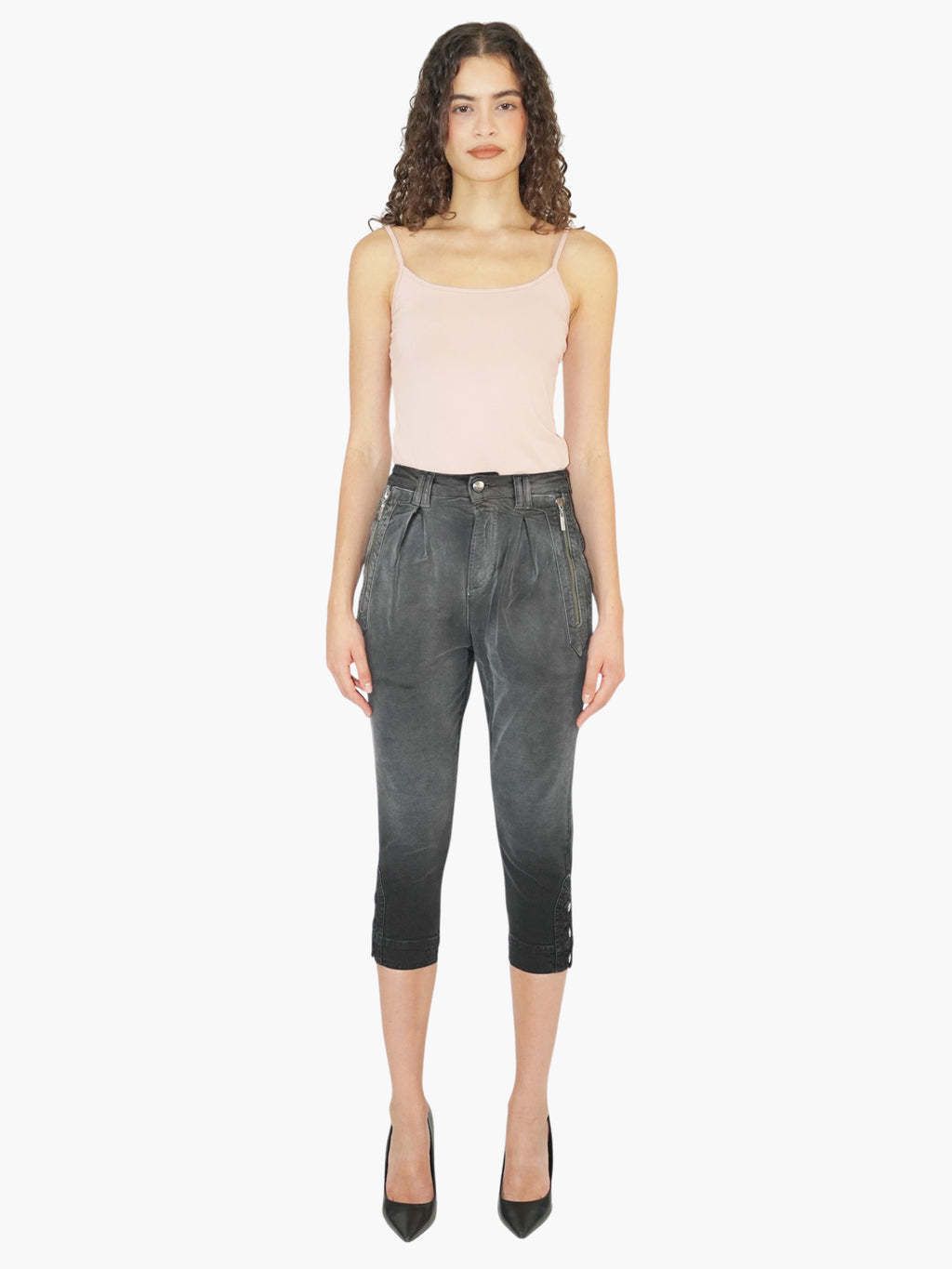 Pleated Capri Jeans