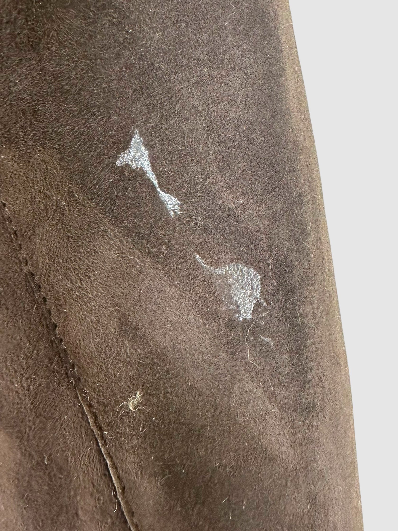 Long Shearling Flower Detail Coat - Size 46