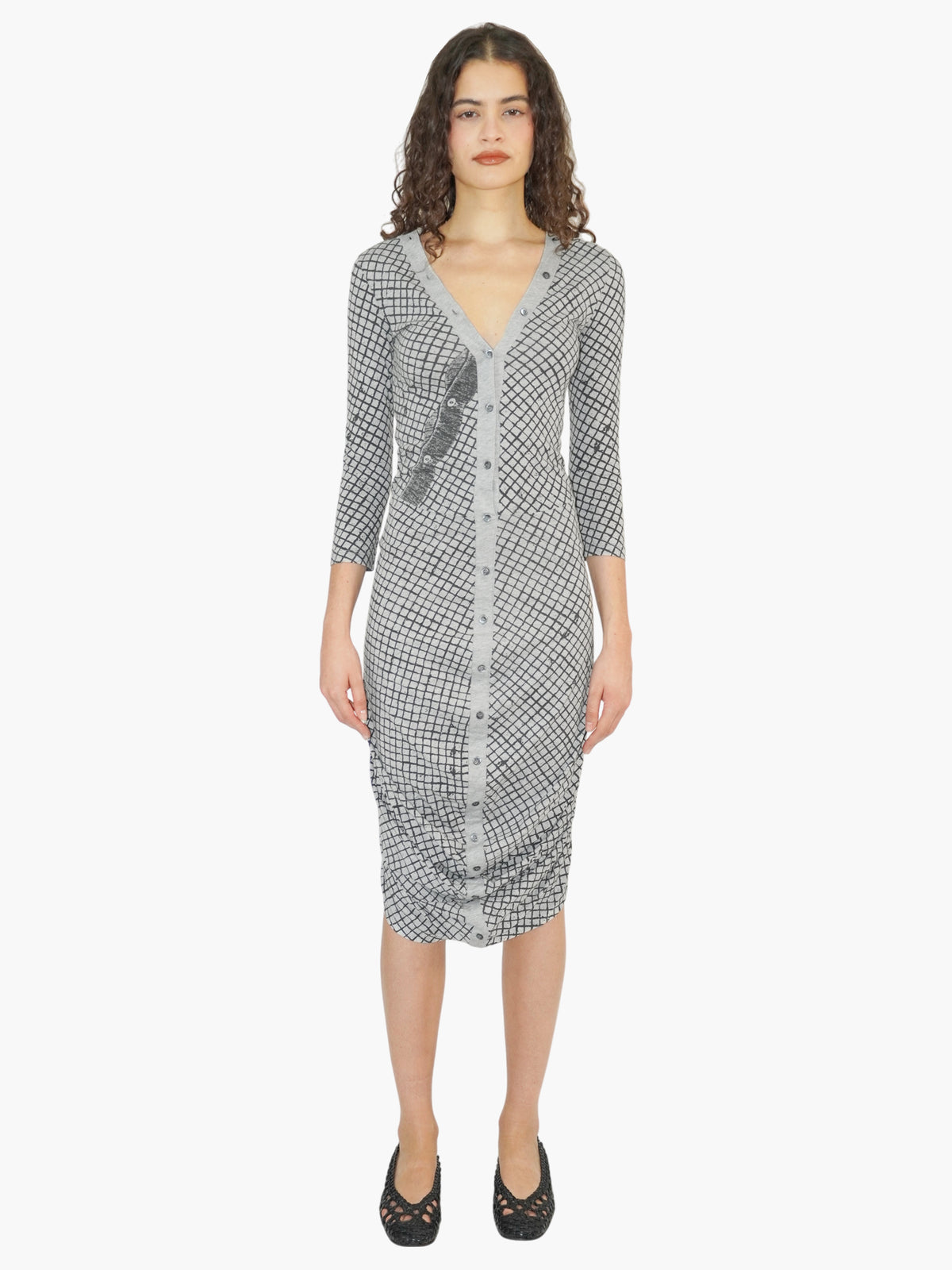 Grid Midi Dress