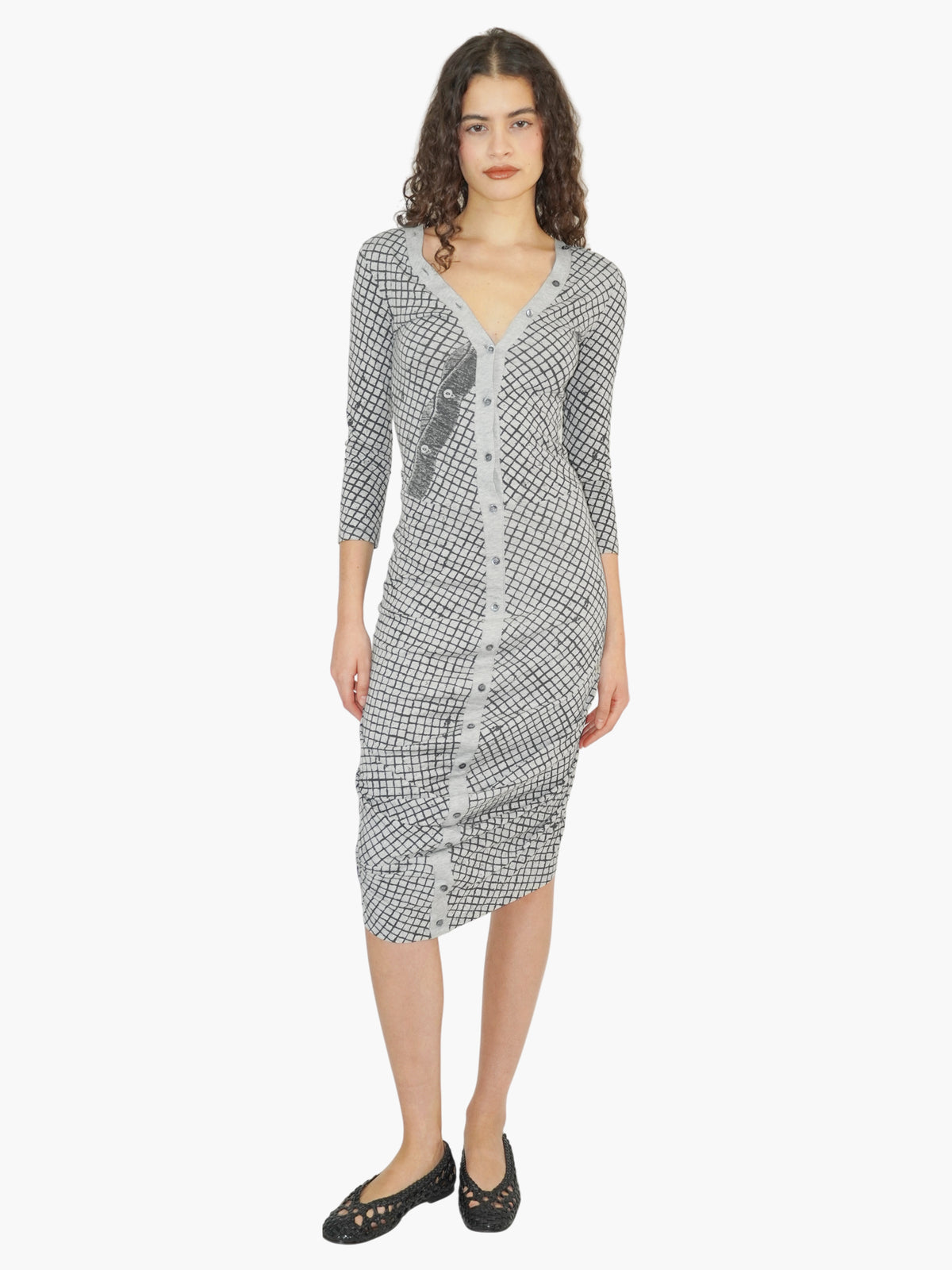 Grid Midi Dress