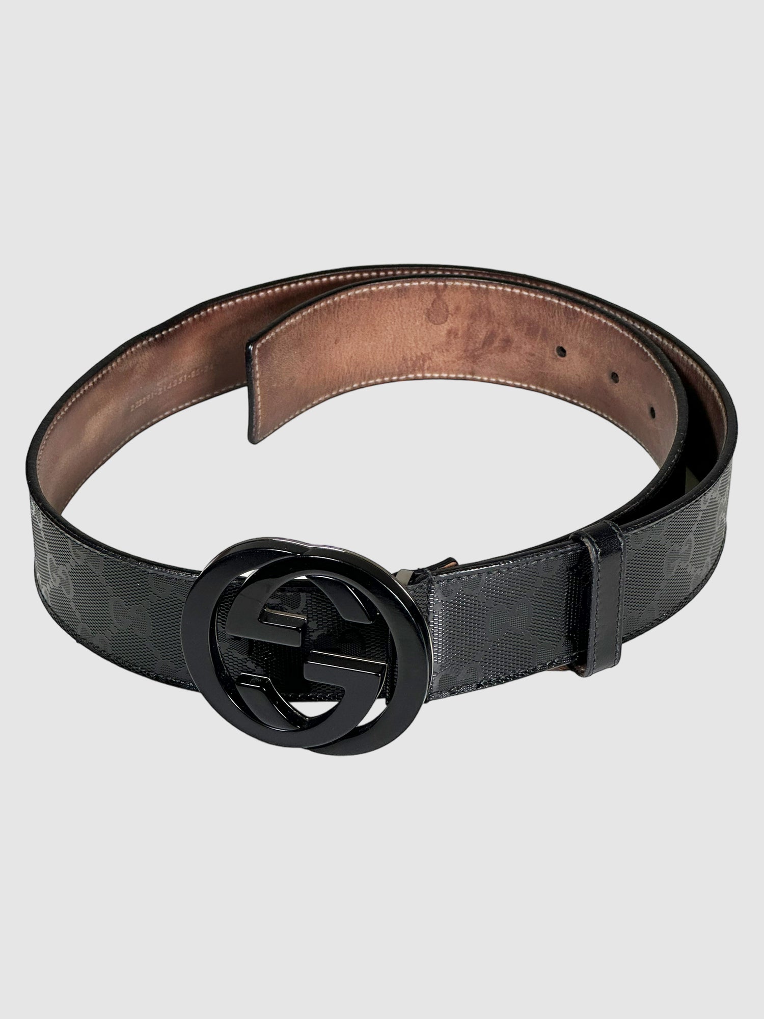 Gucci Belt GG Imprime Interlocking G Black Buckle 1.5 W Black in