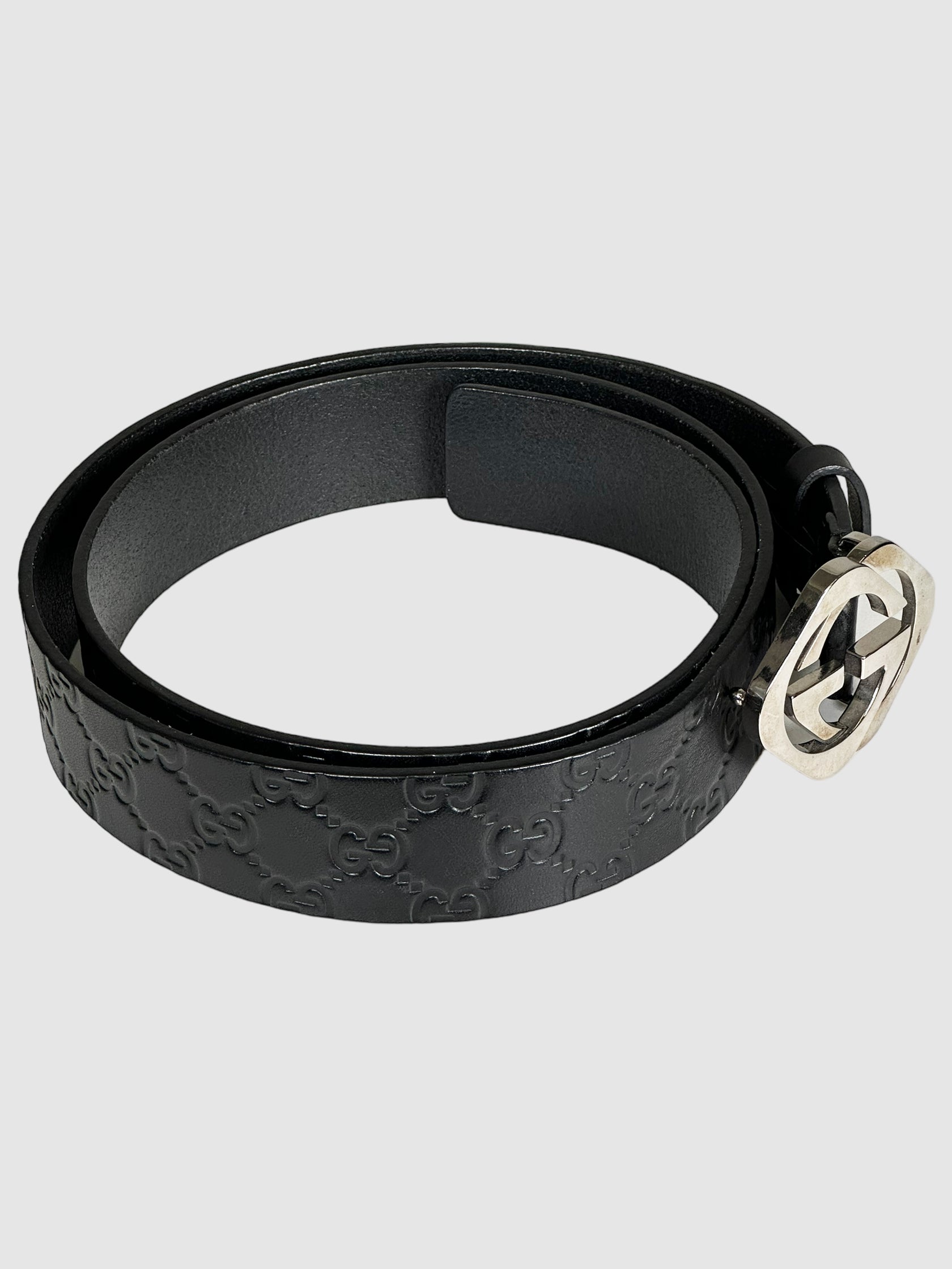 Interlocking G Logo Leather Belt  - Size 44