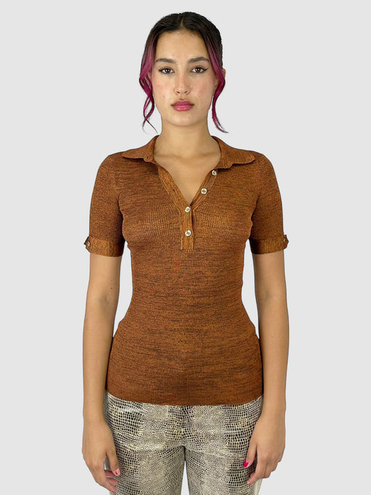 Ribbed Polo Top