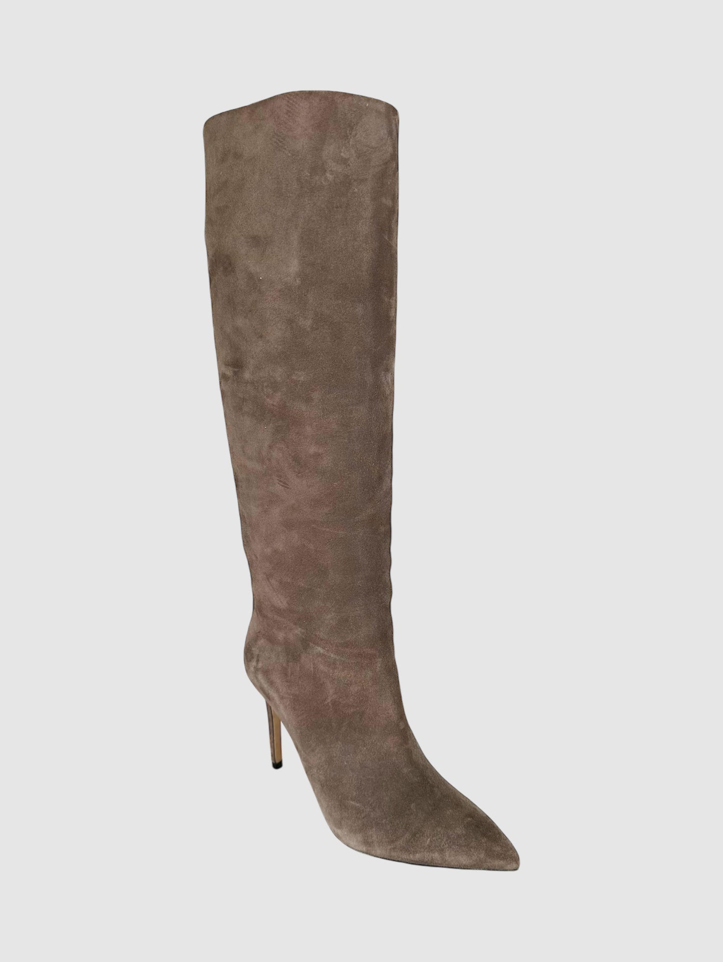 Suede Heeled Knee-High Boots - Size 37