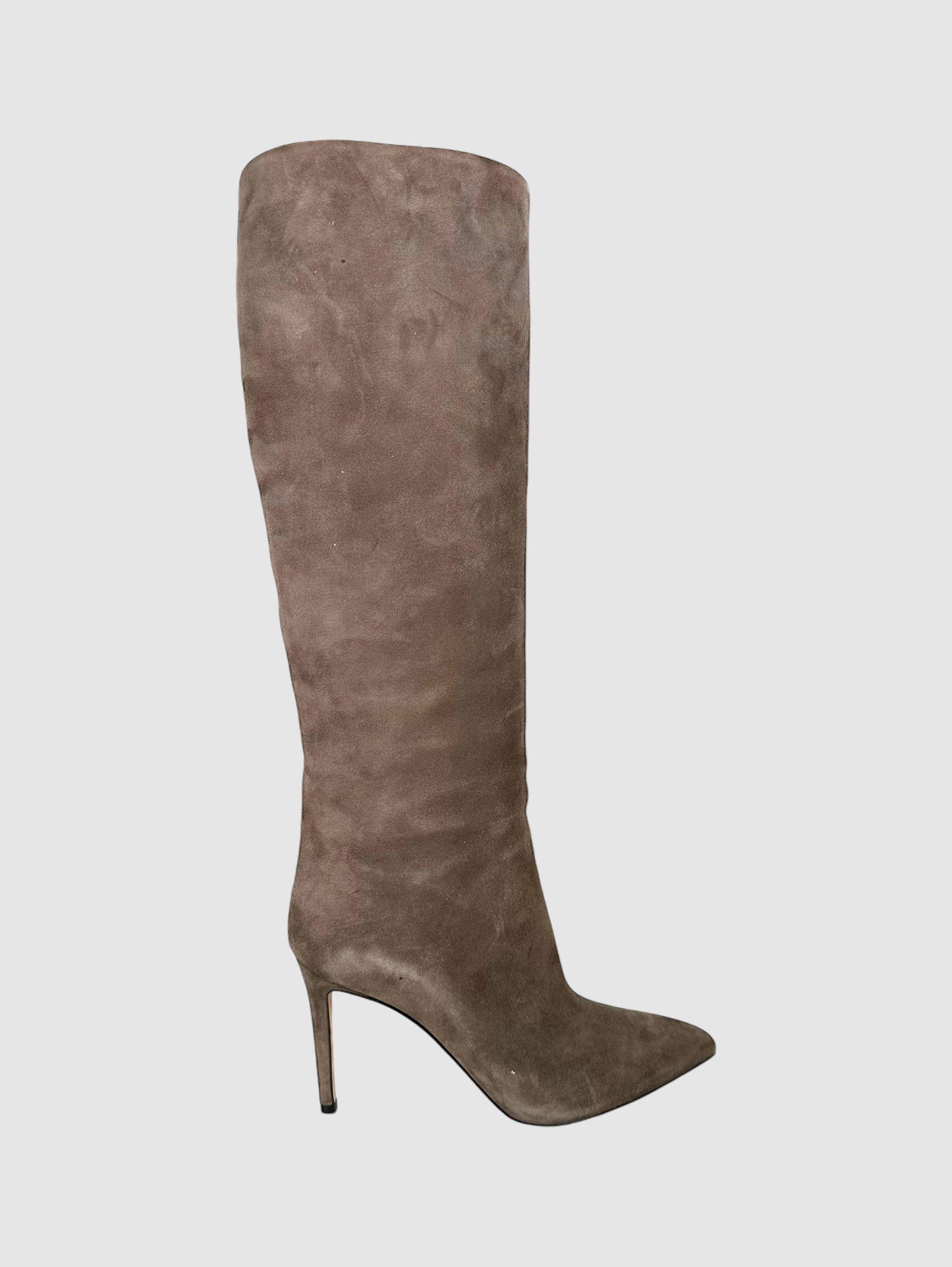 Suede Heeled Knee-High Boots - Size 37