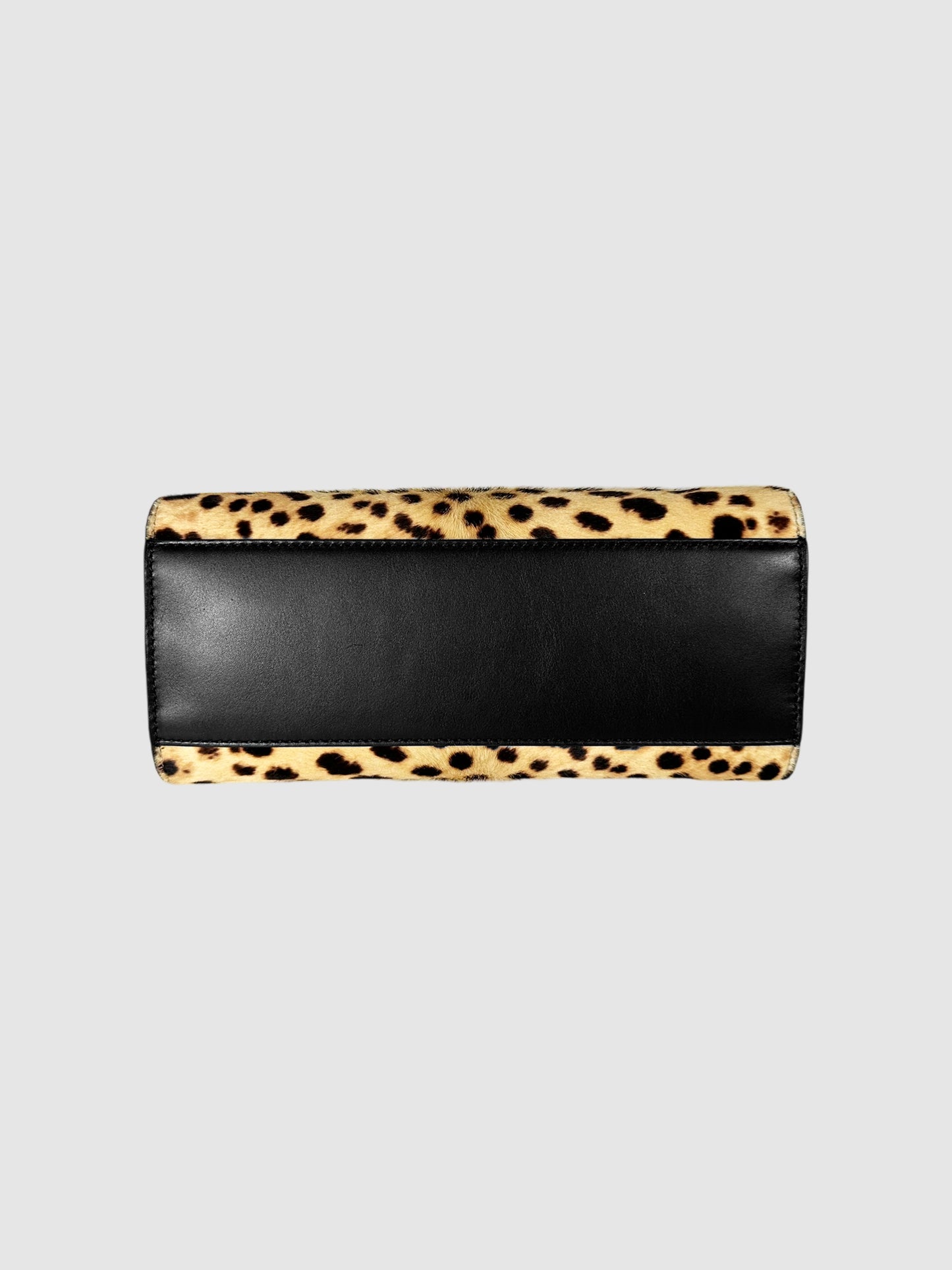 Leopard Print Nymphaea Bamboo Handle Bag