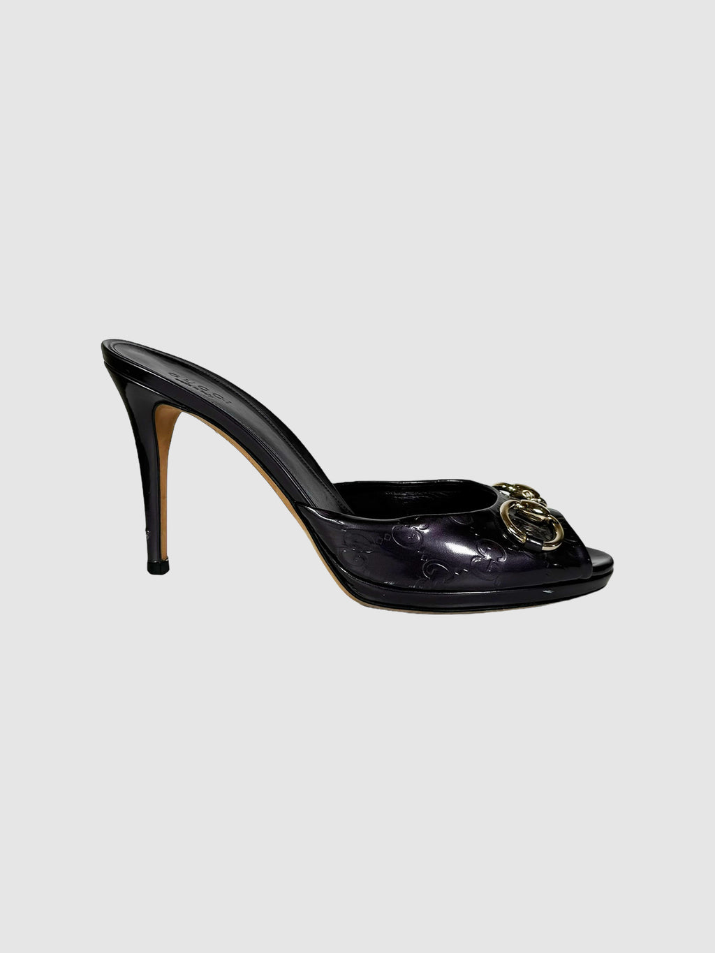 Gucci Purple Guccissima Patent Leather Peep Toe Heels Size 37 Consignment Secondhand Designer Luxury Resale Toronto Trendy