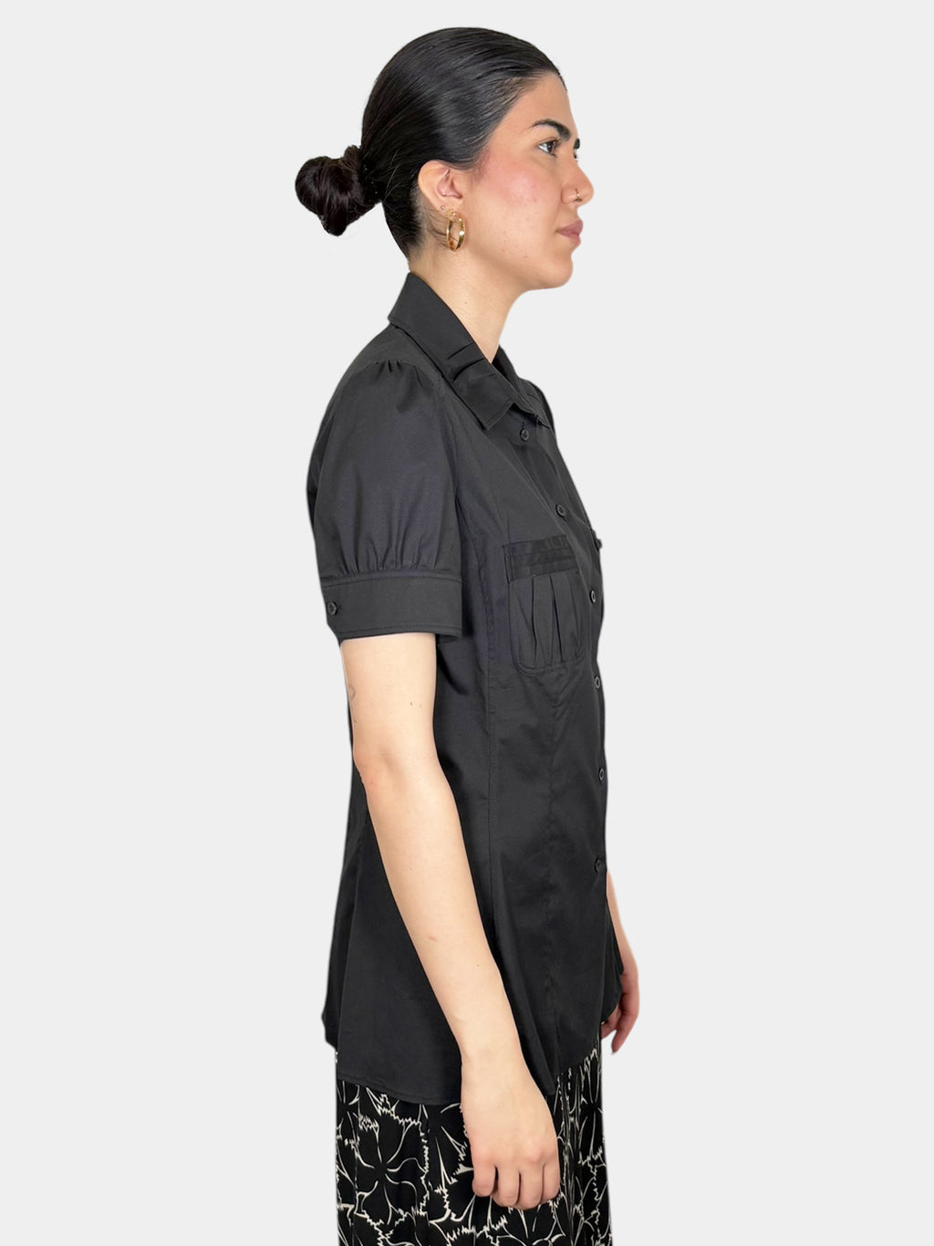 Short Sleeve Button-Up Top - Size 46