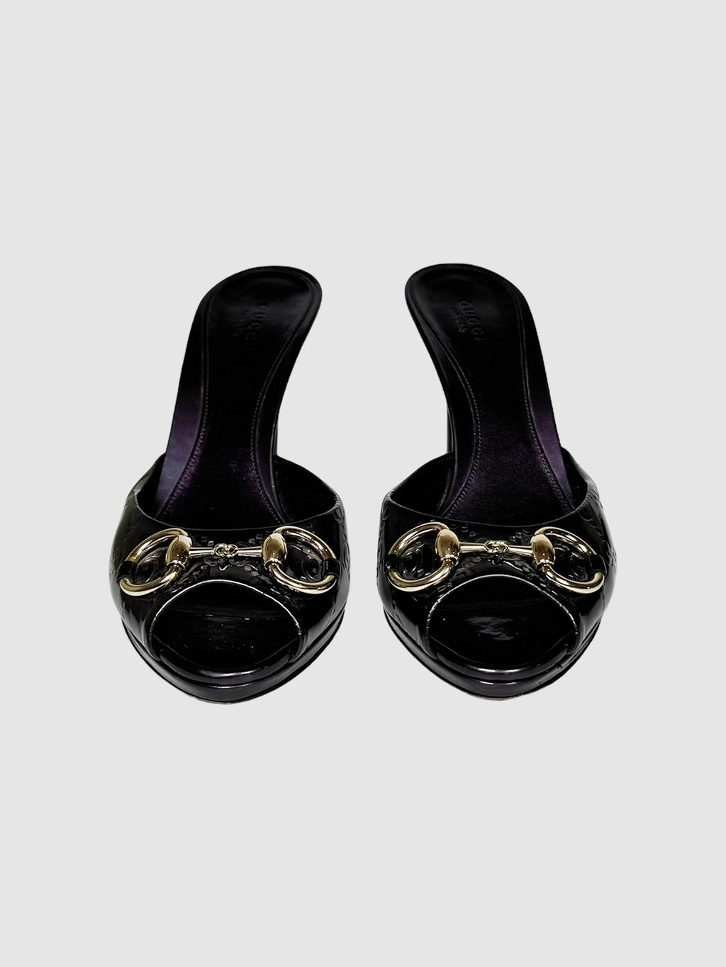 Gucci Purple Guccissima Patent Leather Peep Toe Heels Size 37 Consignment Secondhand Designer Luxury Resale Toronto Trendy