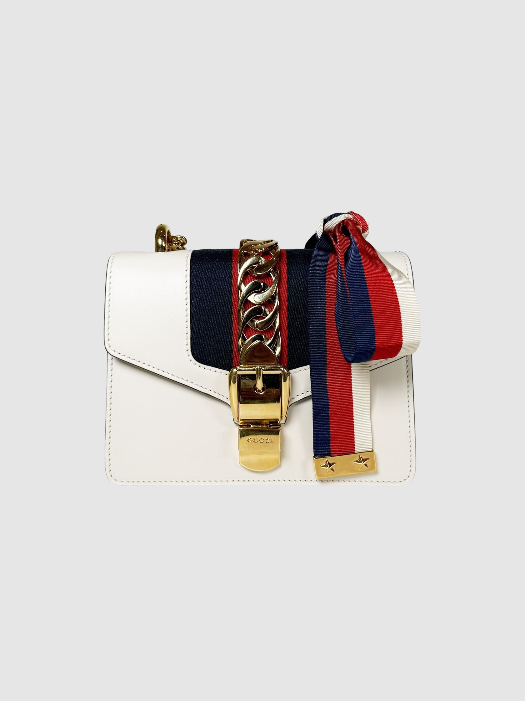 Gucci Cream Sylvie Leather Mini Chain Shoulder Bag Consignment Secondhand Designer Luxury Resale Toronto Trendy