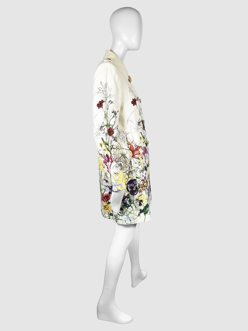 Double-Breasted Floral Coat - Size 46