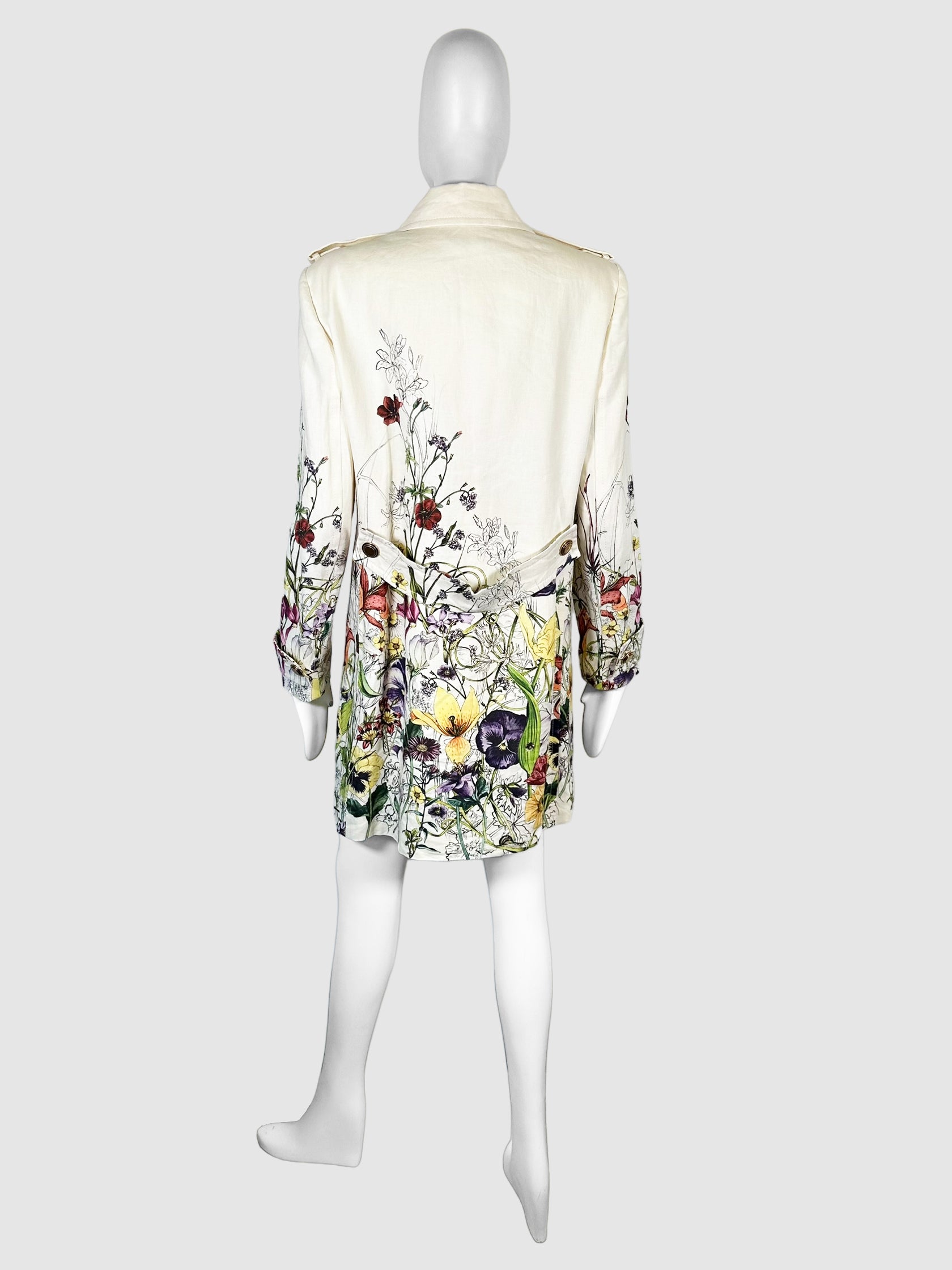 Double-Breasted Floral Coat - Size 46