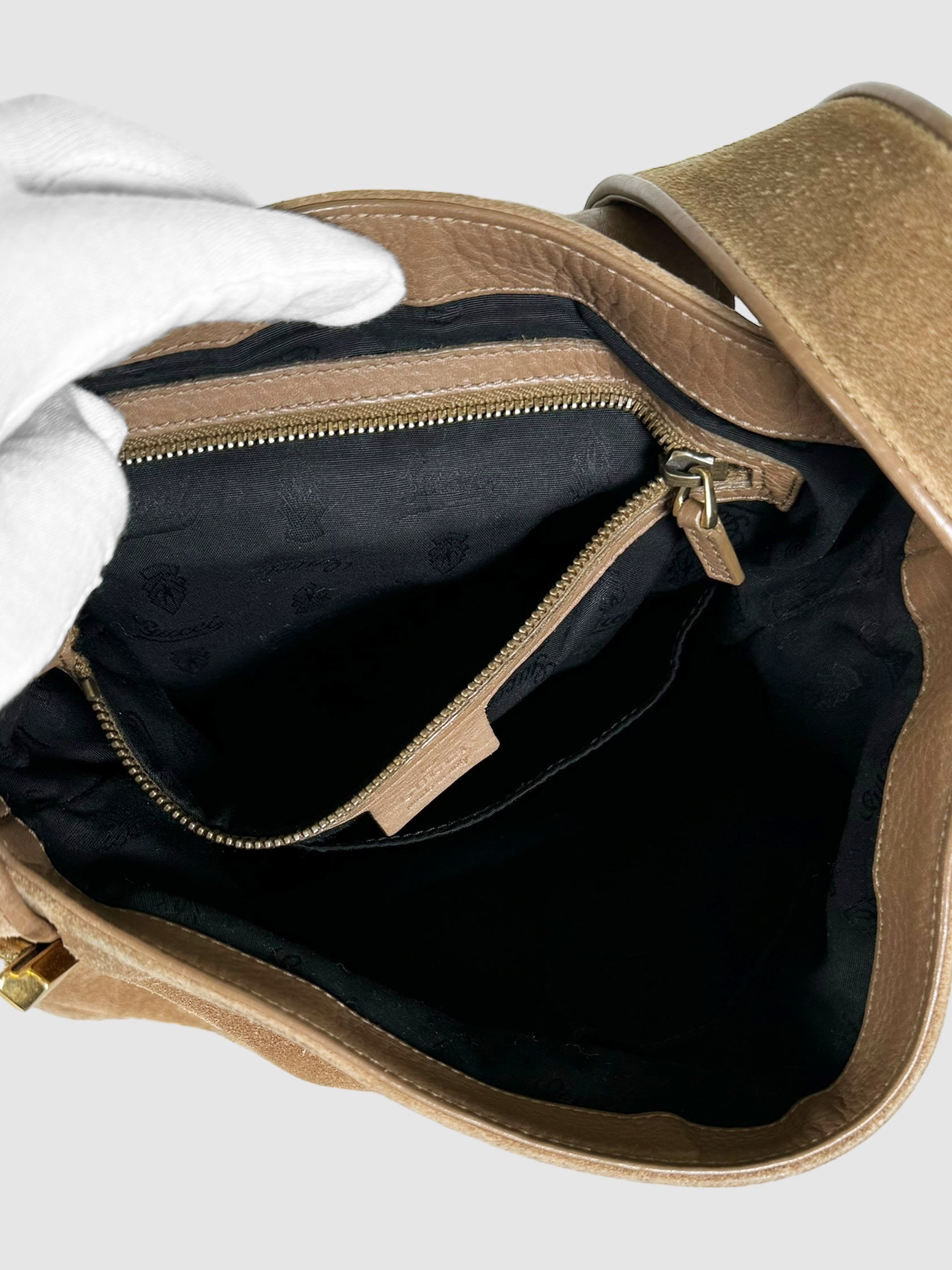 GG Suede Shoulder Bag