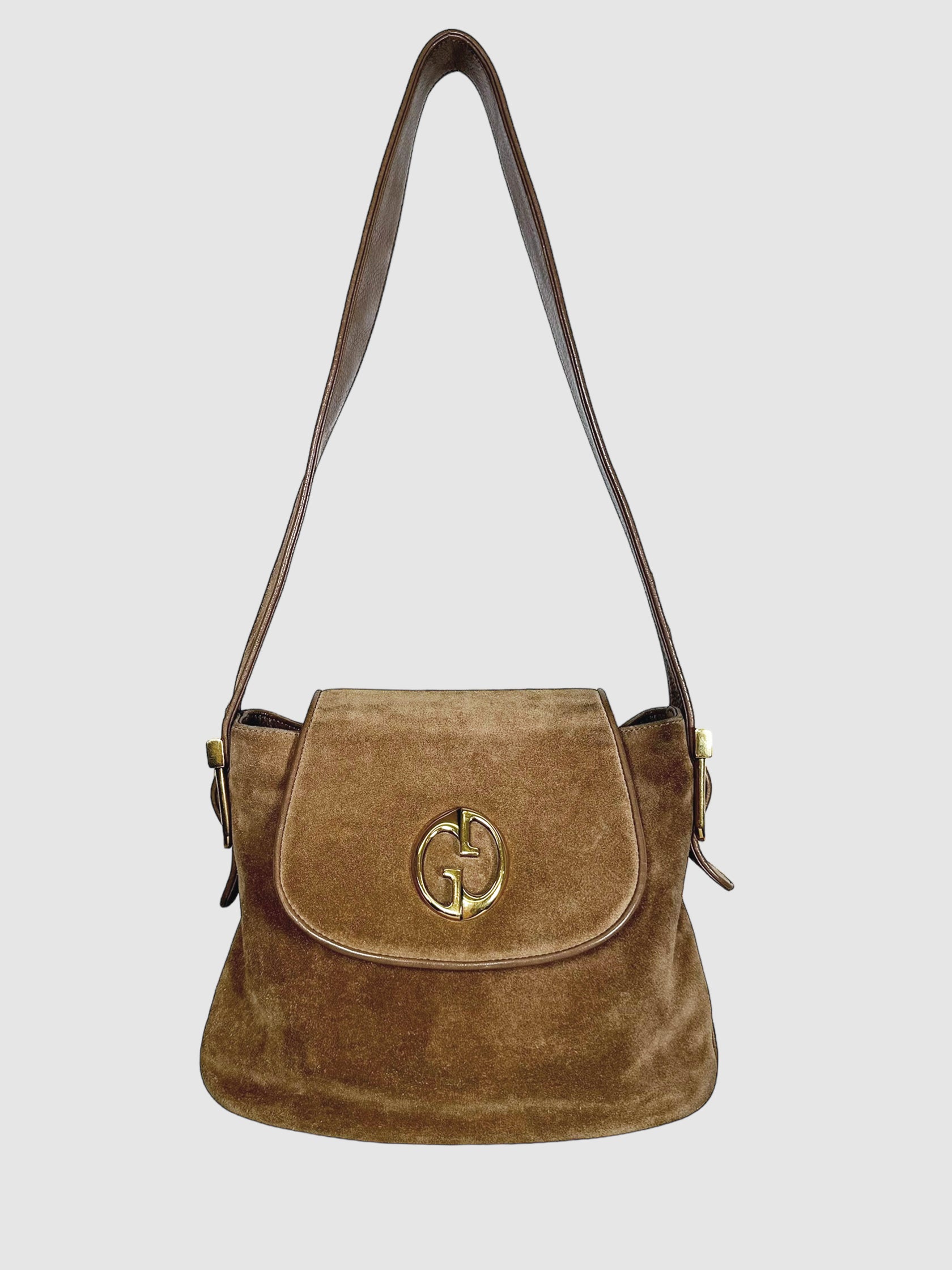 Gucci Tan Interlocking Tan Suede Shoulder Bag Consignment Secondhand Designer Luxury Resale Toronto Trendy 