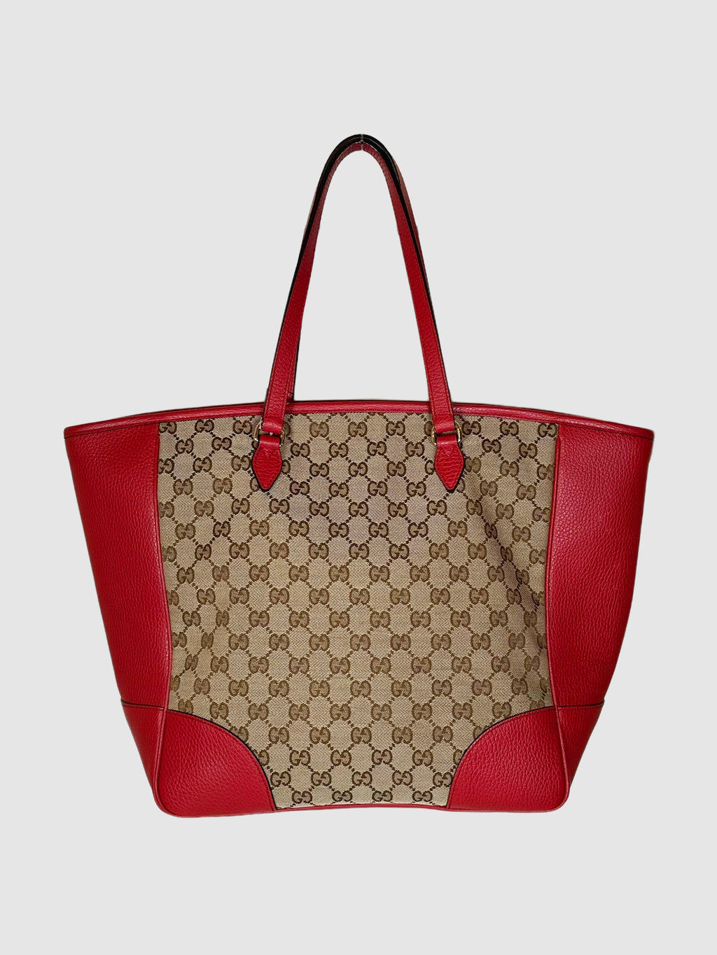 Gucci Leather Trim GG Canvas Medium Bree Tote luxury designer resale consignment secondhand