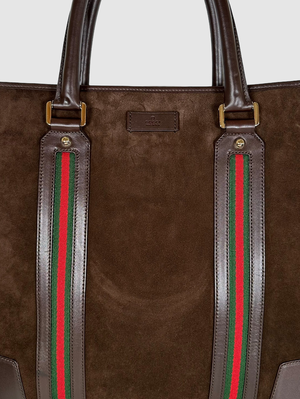 Suede Web Stripe Tote Bag