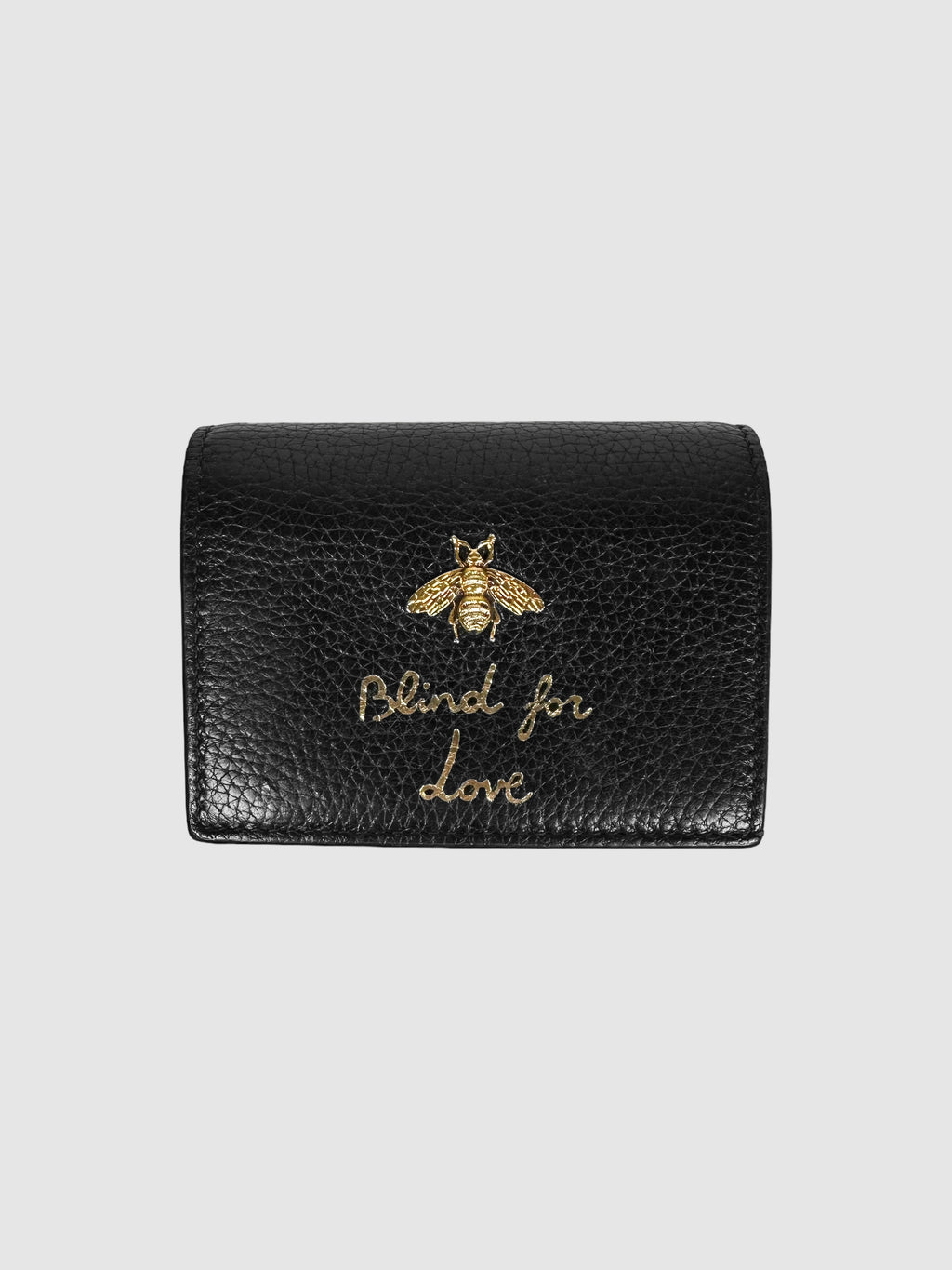 Gucci Black Leather Small "Blind for Love" Dual-Fold Wallet Consignment Secondhand Designer Luxury Resale Toronto Trendy