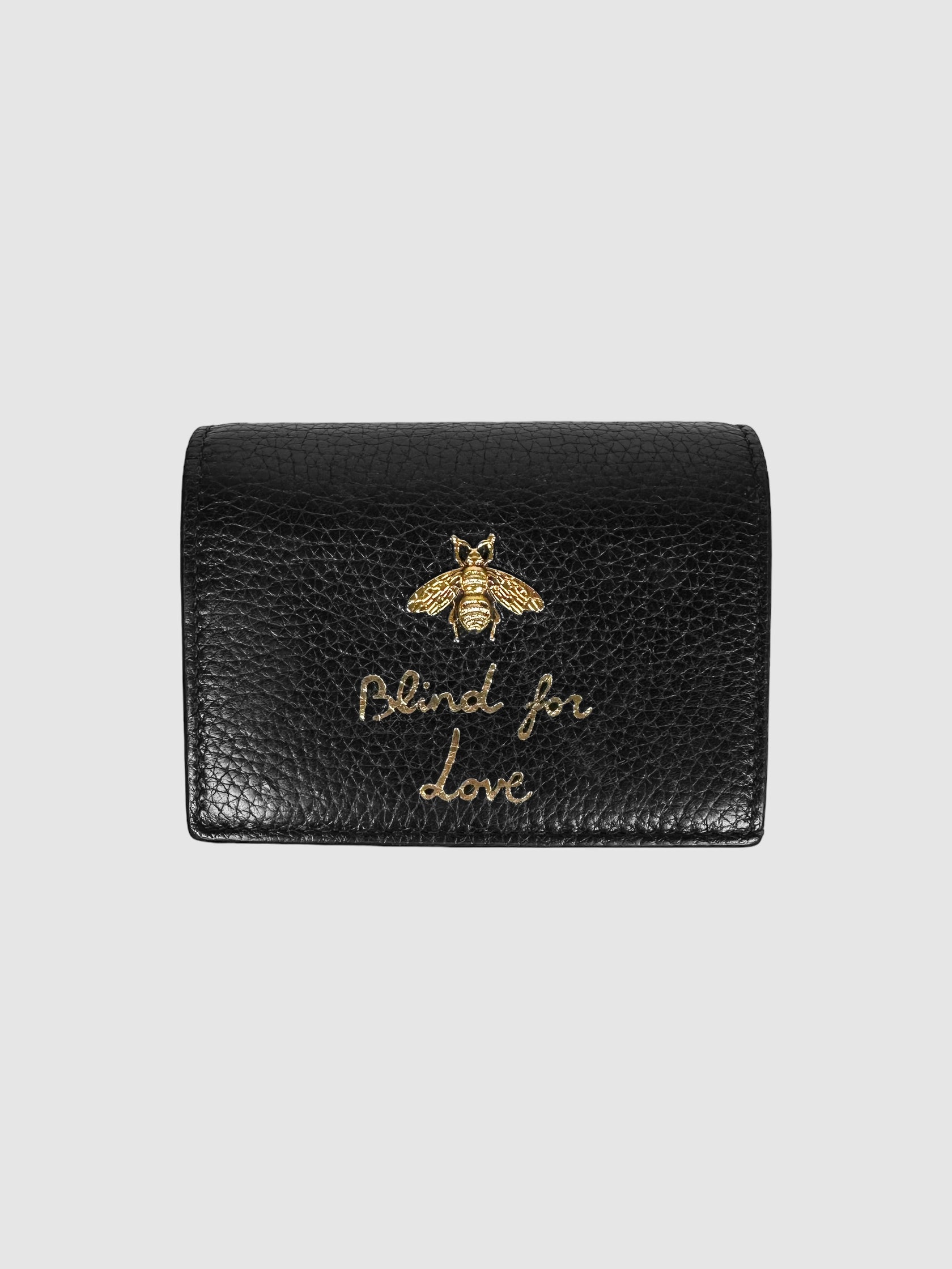 Gucci Black Leather Small "Blind for Love" Dual-Fold Wallet Consignment Secondhand Designer Luxury Resale Toronto Trendy