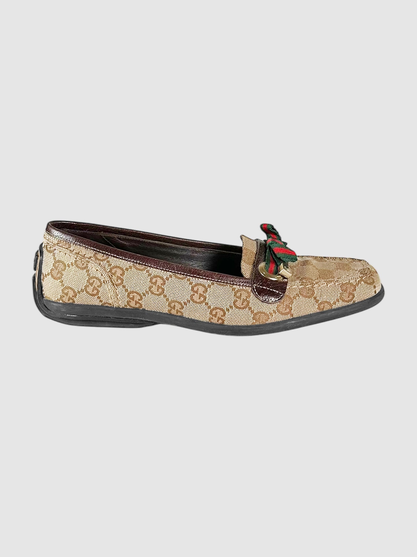 GG Monogram Bow Detail Loafers - Size 7.5