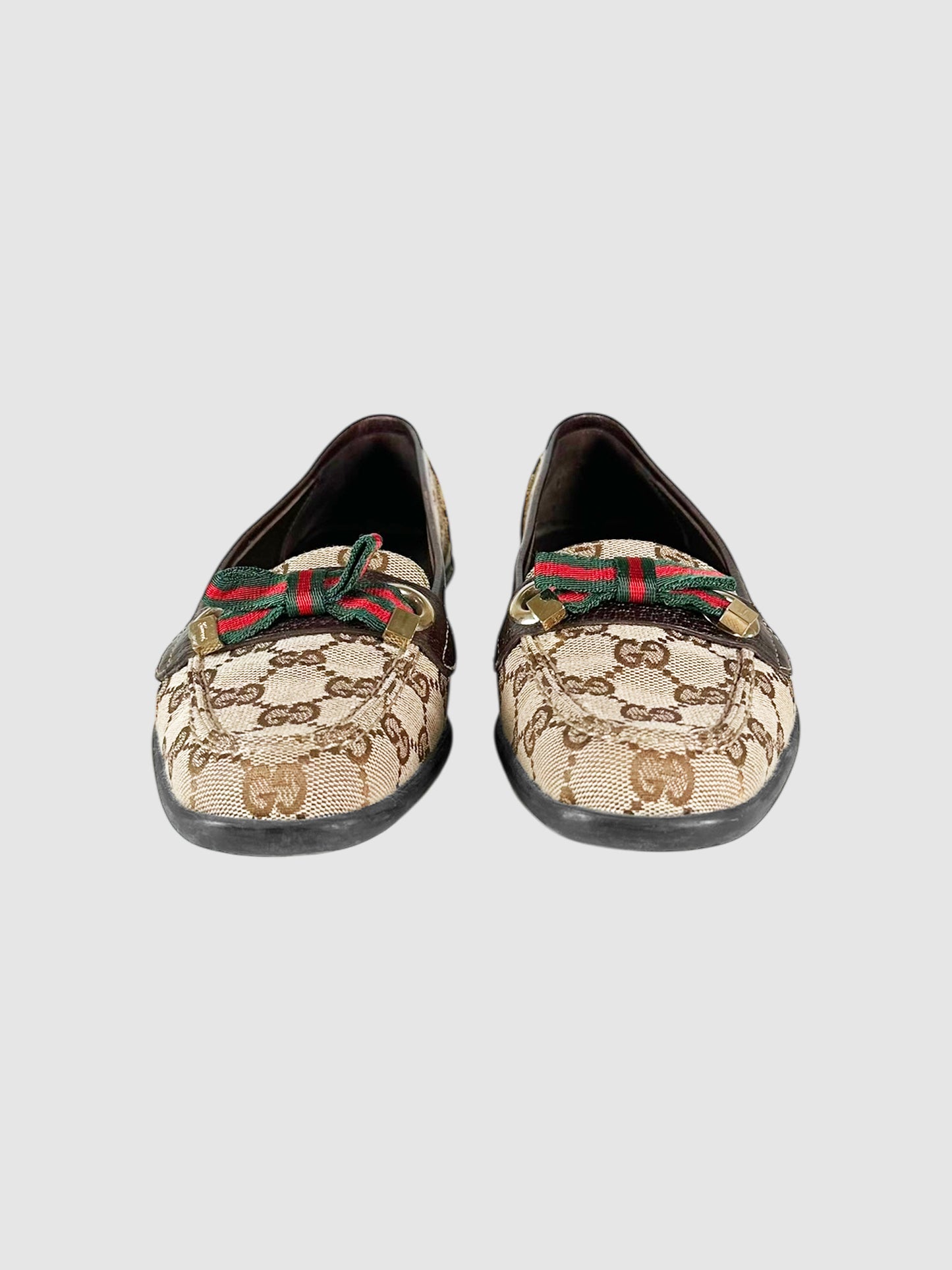 GG Monogram Bow Detail Loafers - Size 7.5