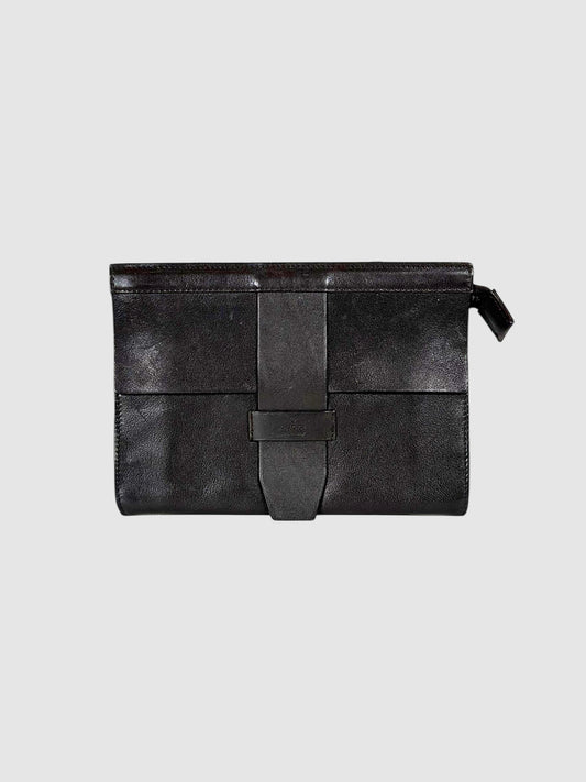 Leather Flap Clutch Bag