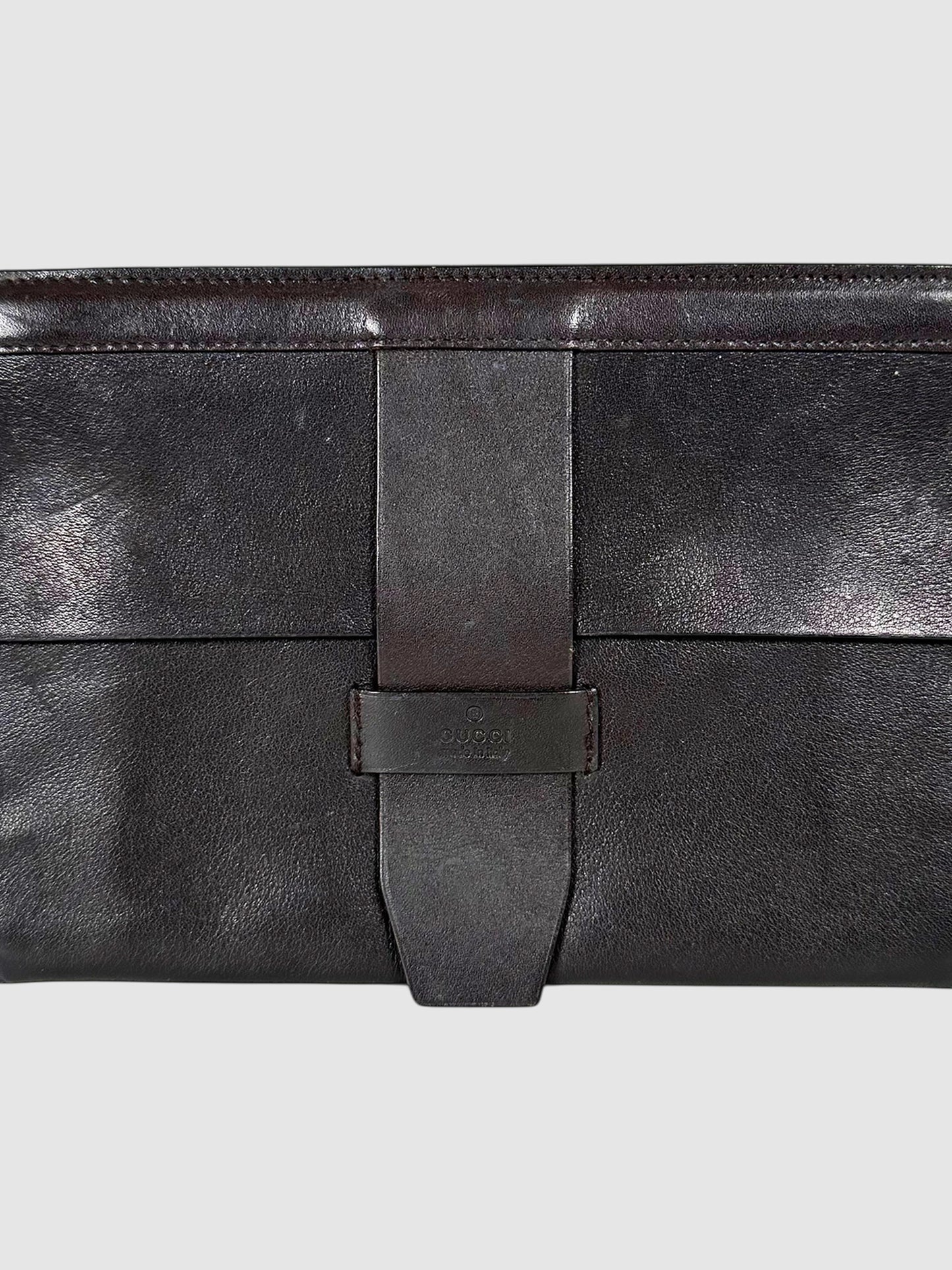 Leather Flap Clutch Bag