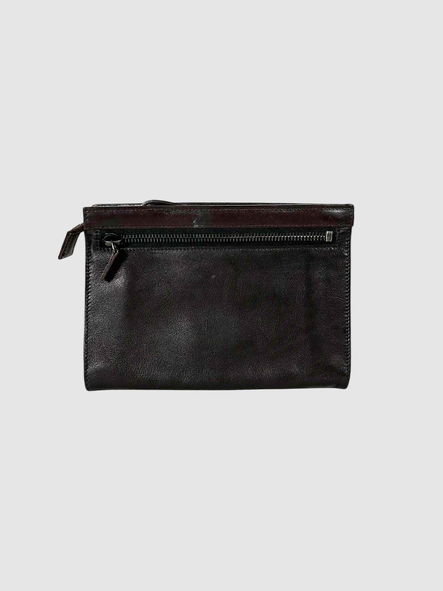 Leather Flap Clutch Bag