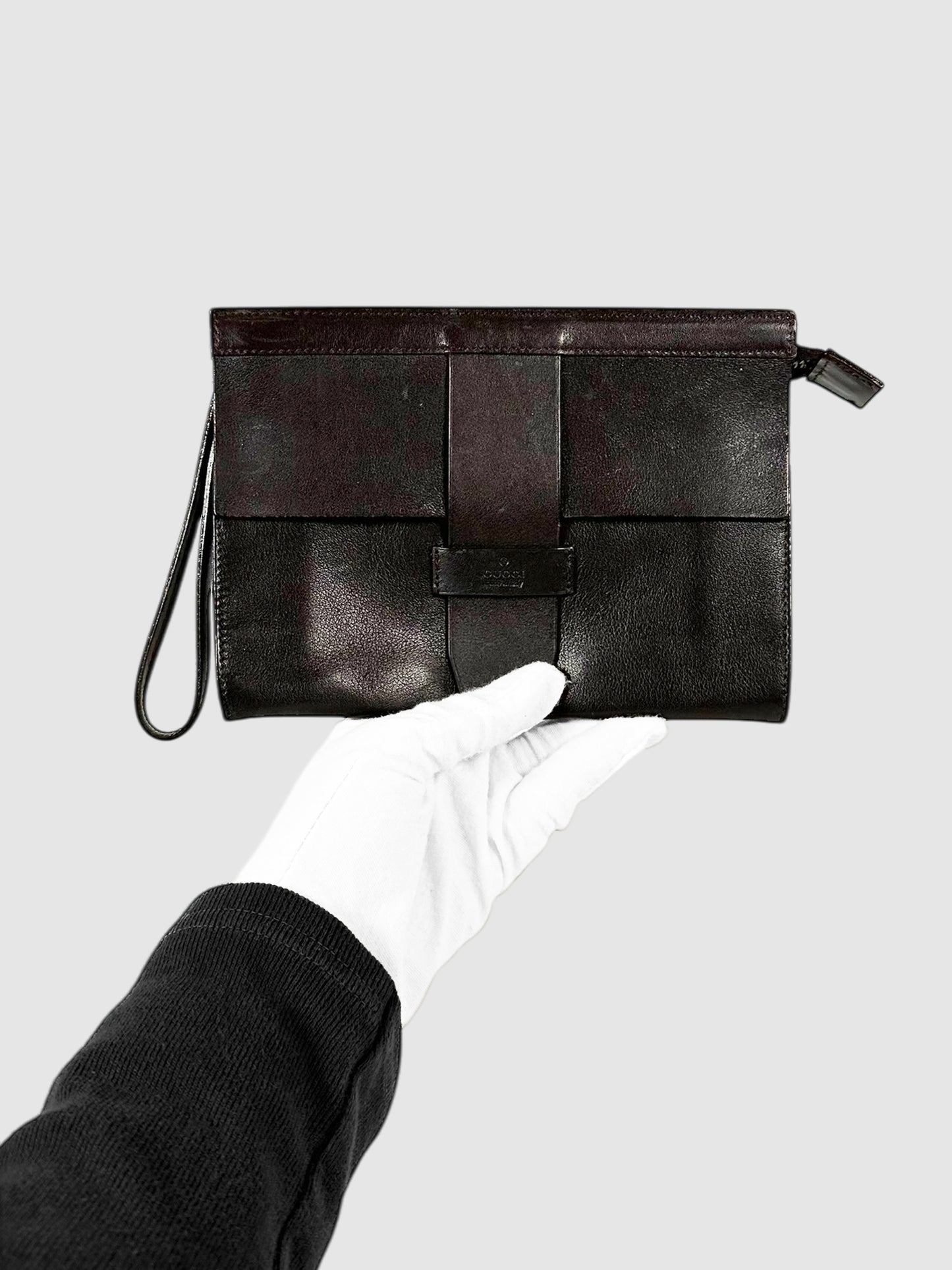 Leather Flap Clutch Bag