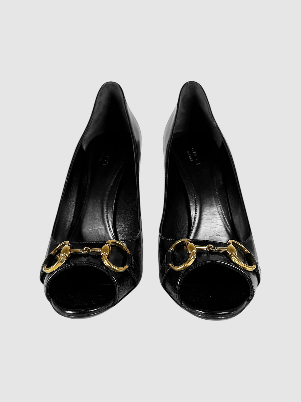 Distressed Horsebit Peep Toe Pumps - Size 10